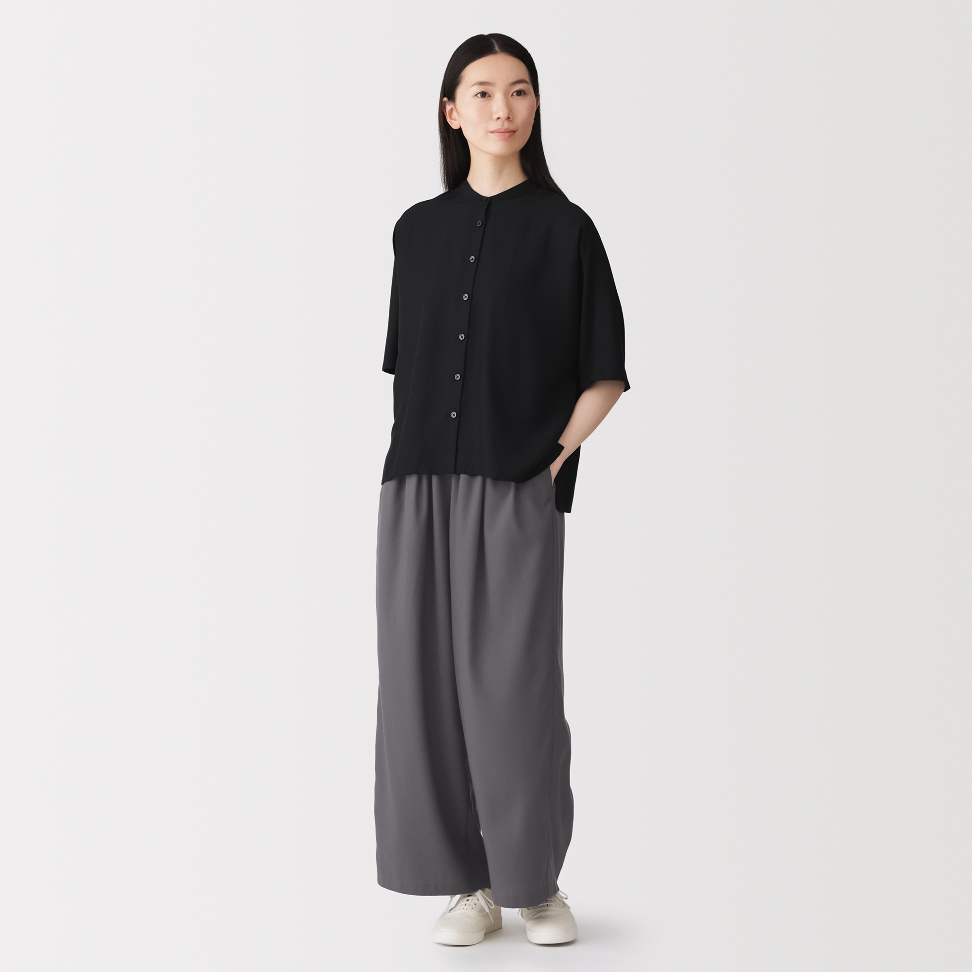 W's lyocell blended easy wide straight pants
