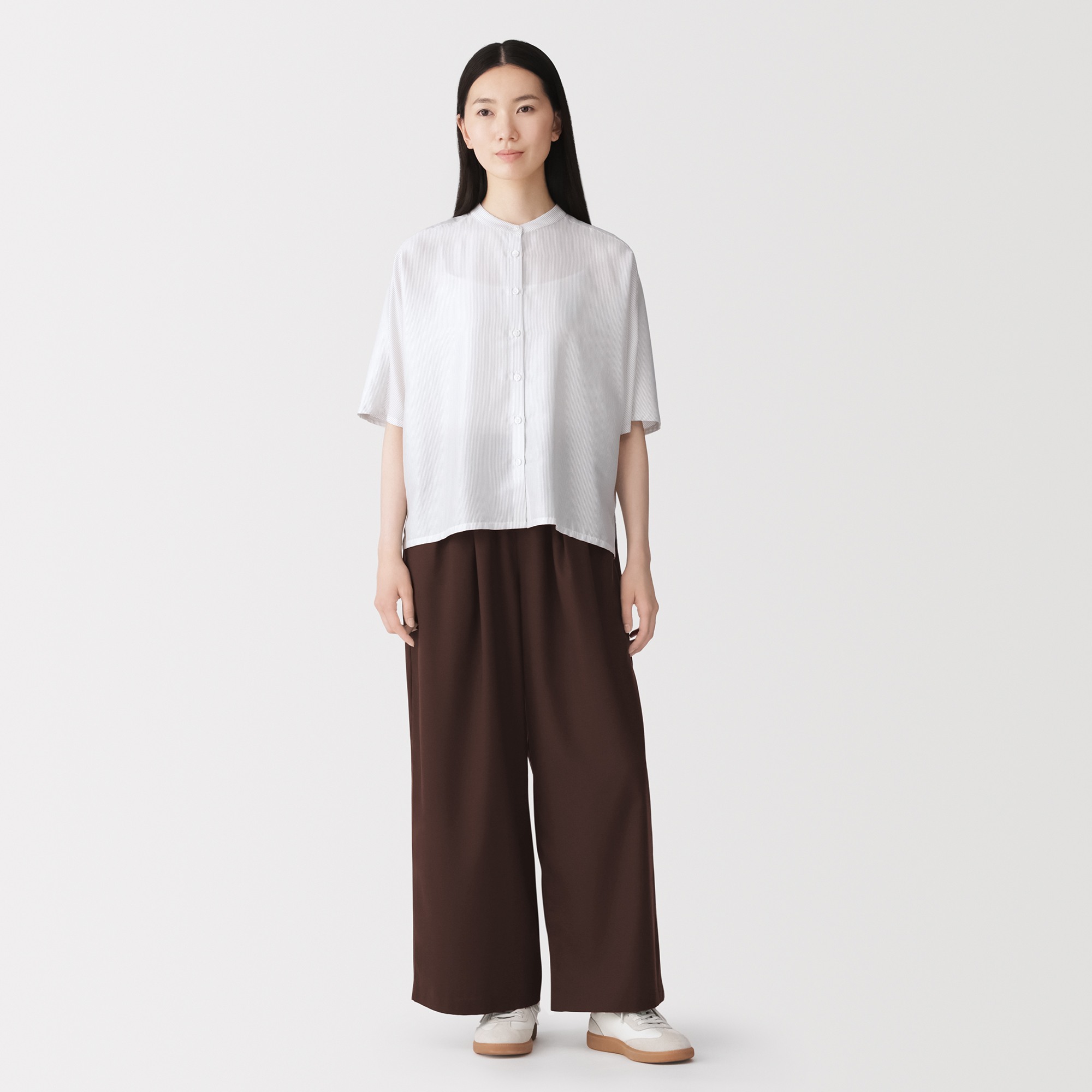 W's lyocell blended easy wide straight pants