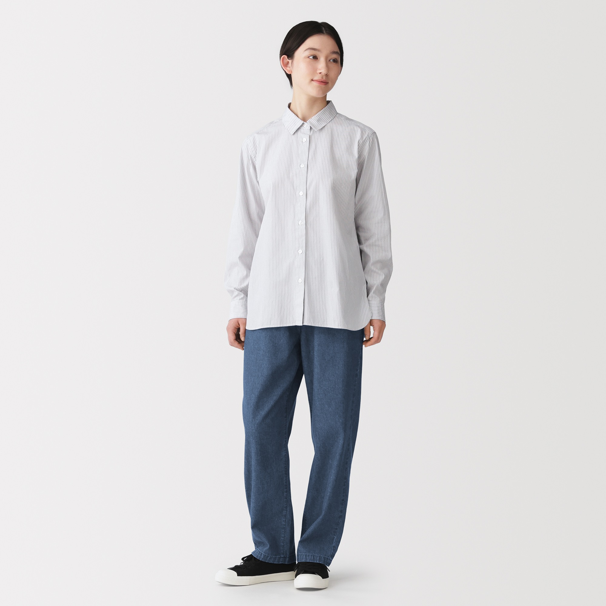W's Washed denim easy tapered pants