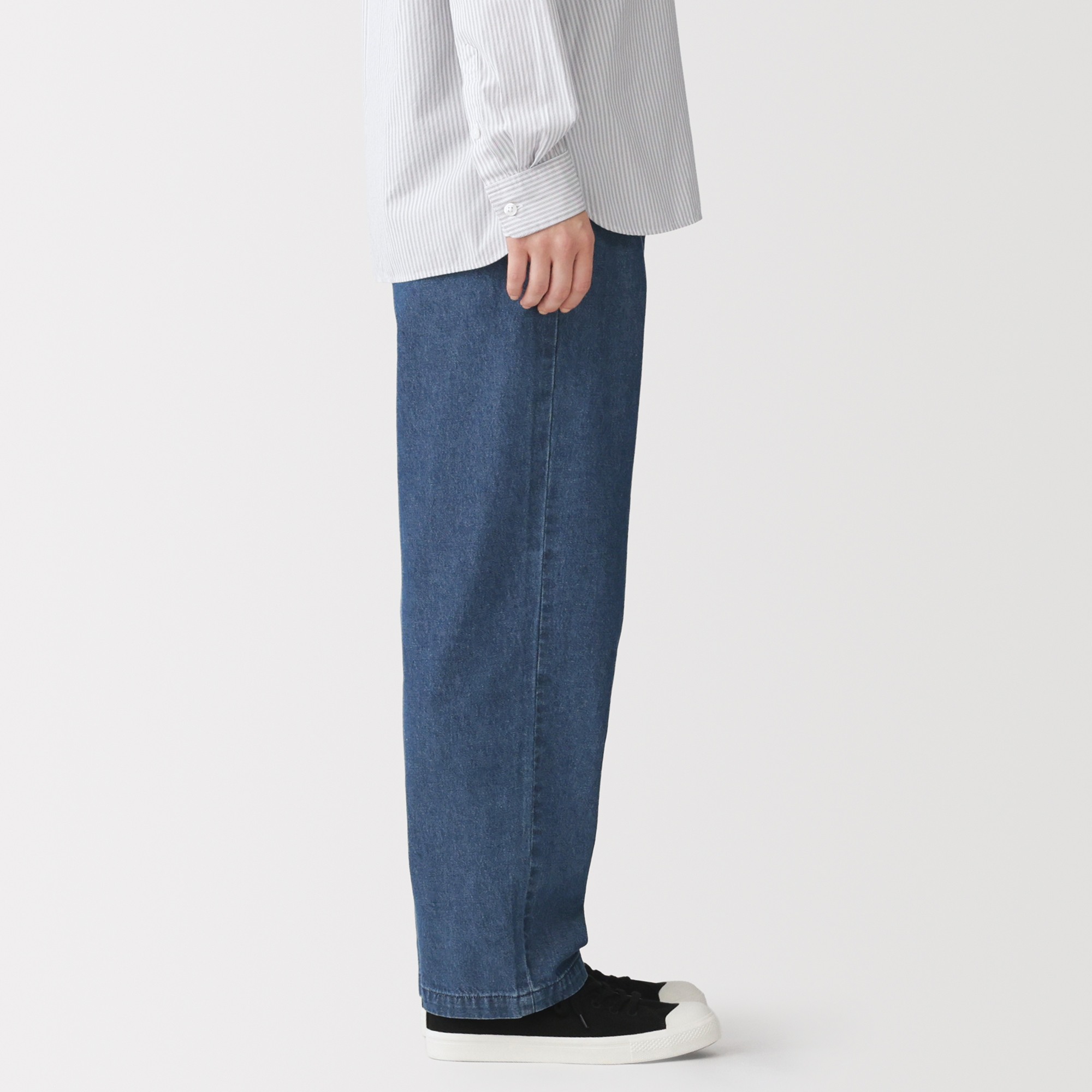 W's Washed denim easy tapered pants