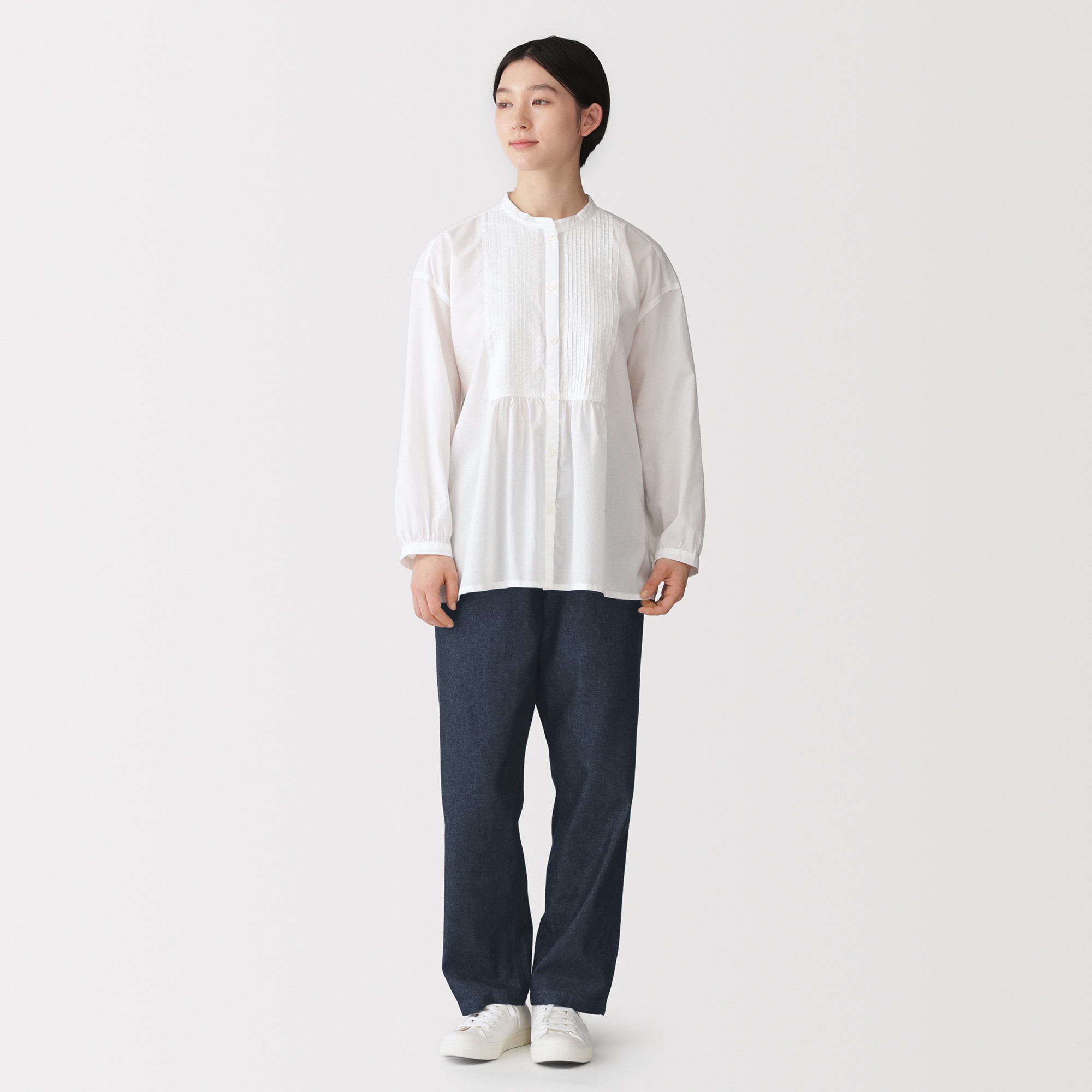 W's Washed denim easy tapered pants