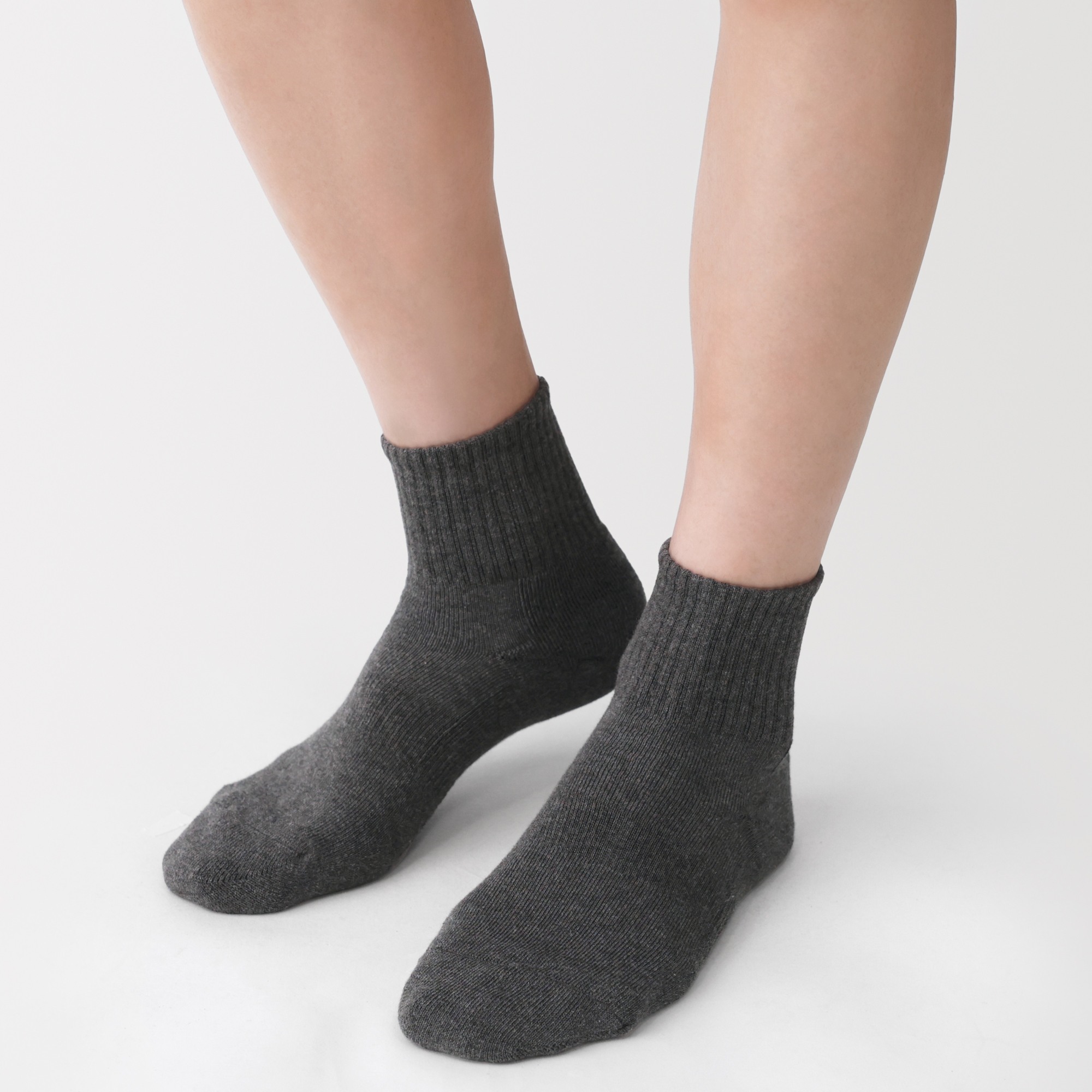 M's right angle pile short socks  (Heather color)