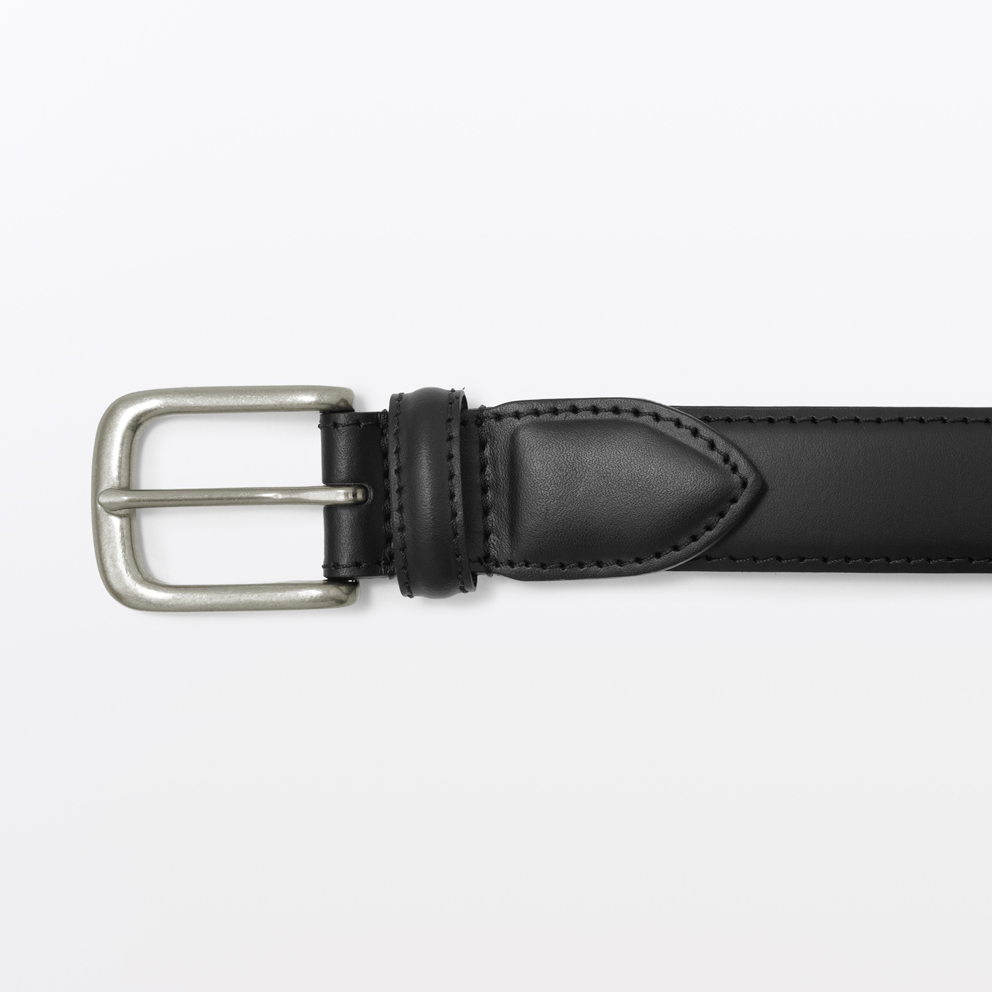 Vegetable tanned leather adjustable belt medium stitch