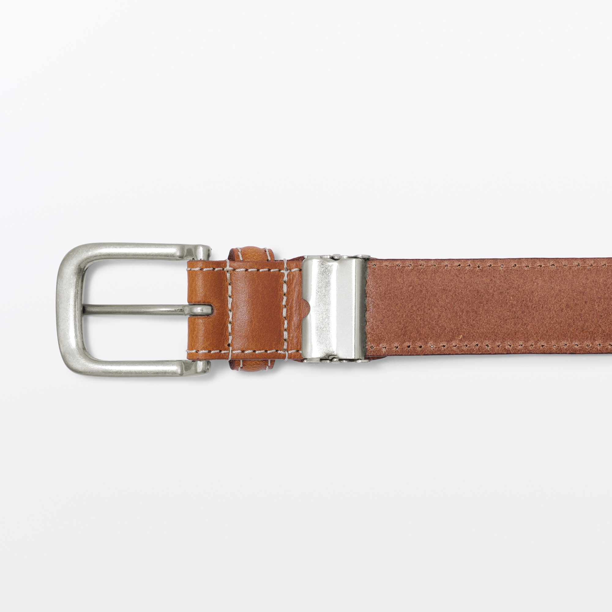 Vegetable tanned leather adjustable belt medium stitch