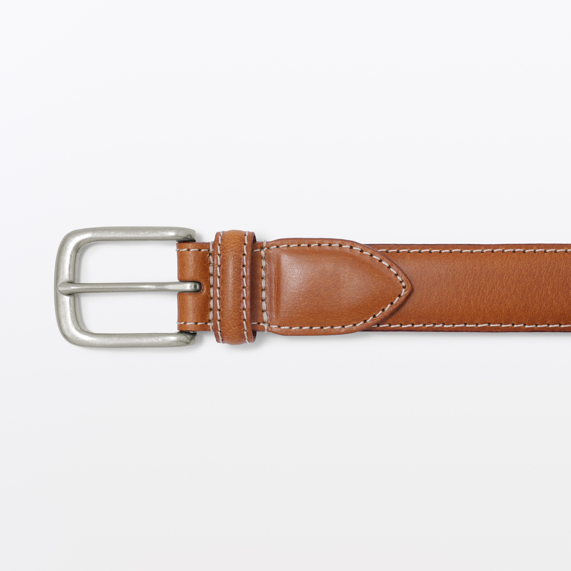 Vegetable tanned leather adjustable belt medium stitch