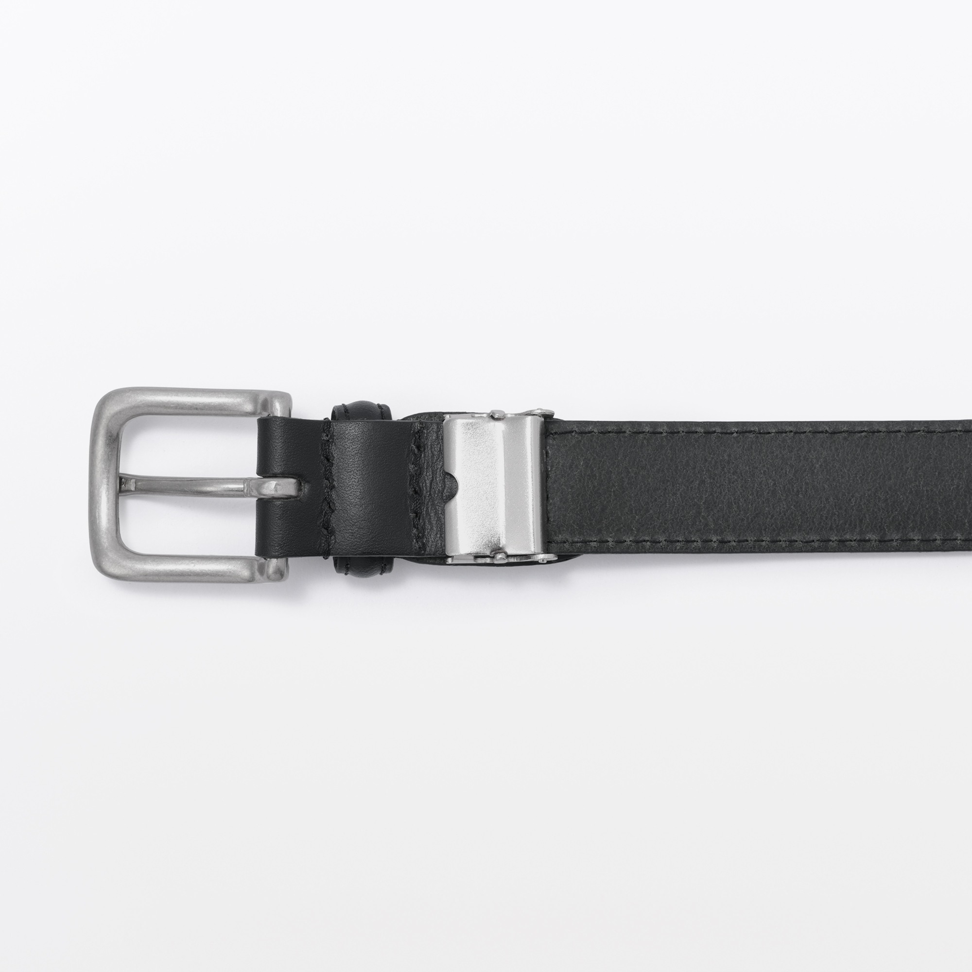 Vegetable tanned leather adjustable belt narrow stitch