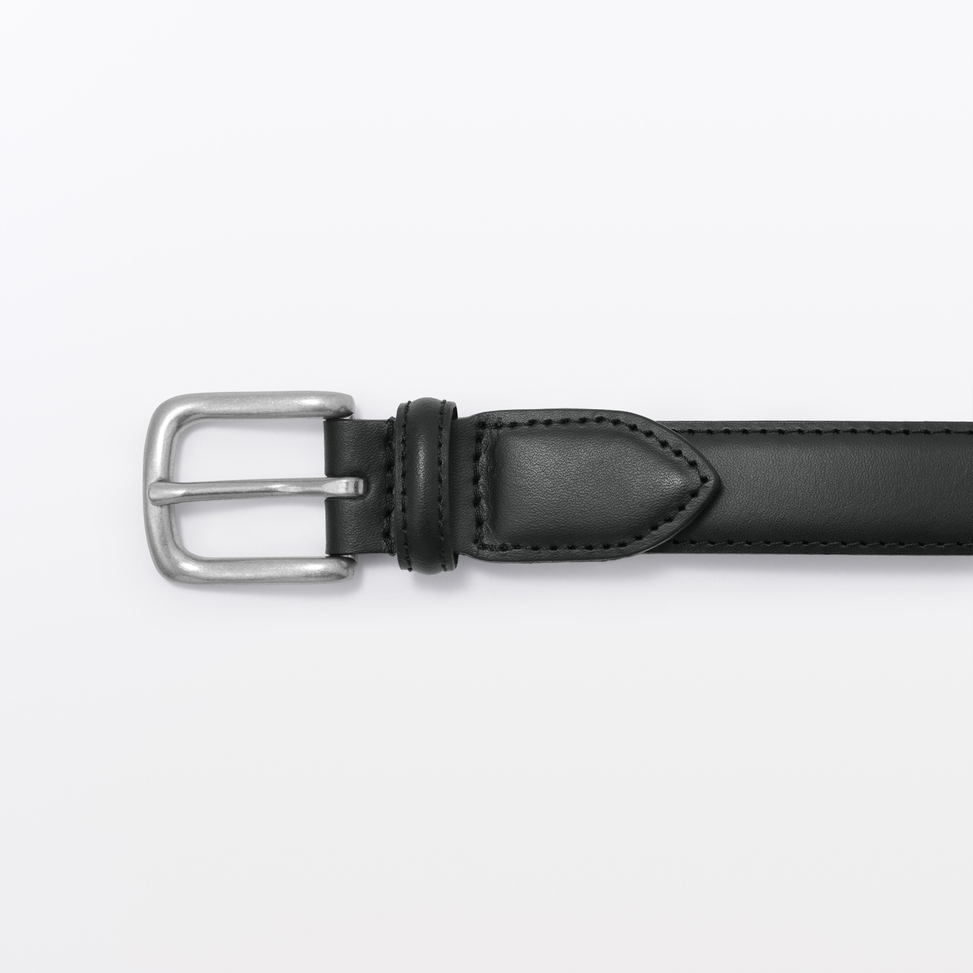 Vegetable tanned leather adjustable belt narrow stitch