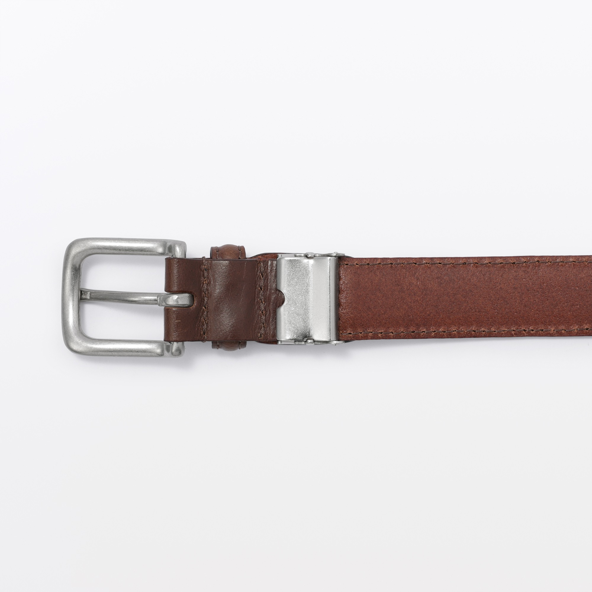 Vegetable tanned leather adjustable belt narrow stitch
