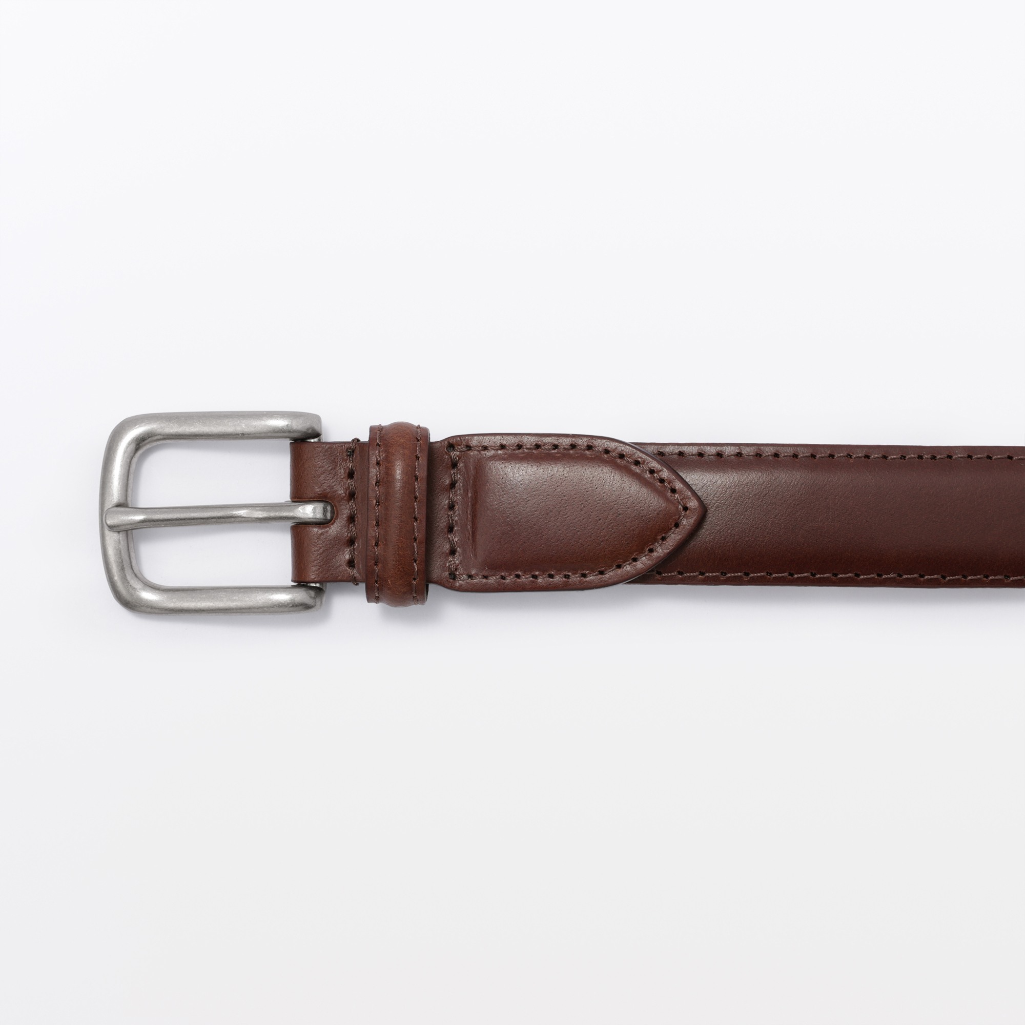 Vegetable tanned leather adjustable belt narrow stitch