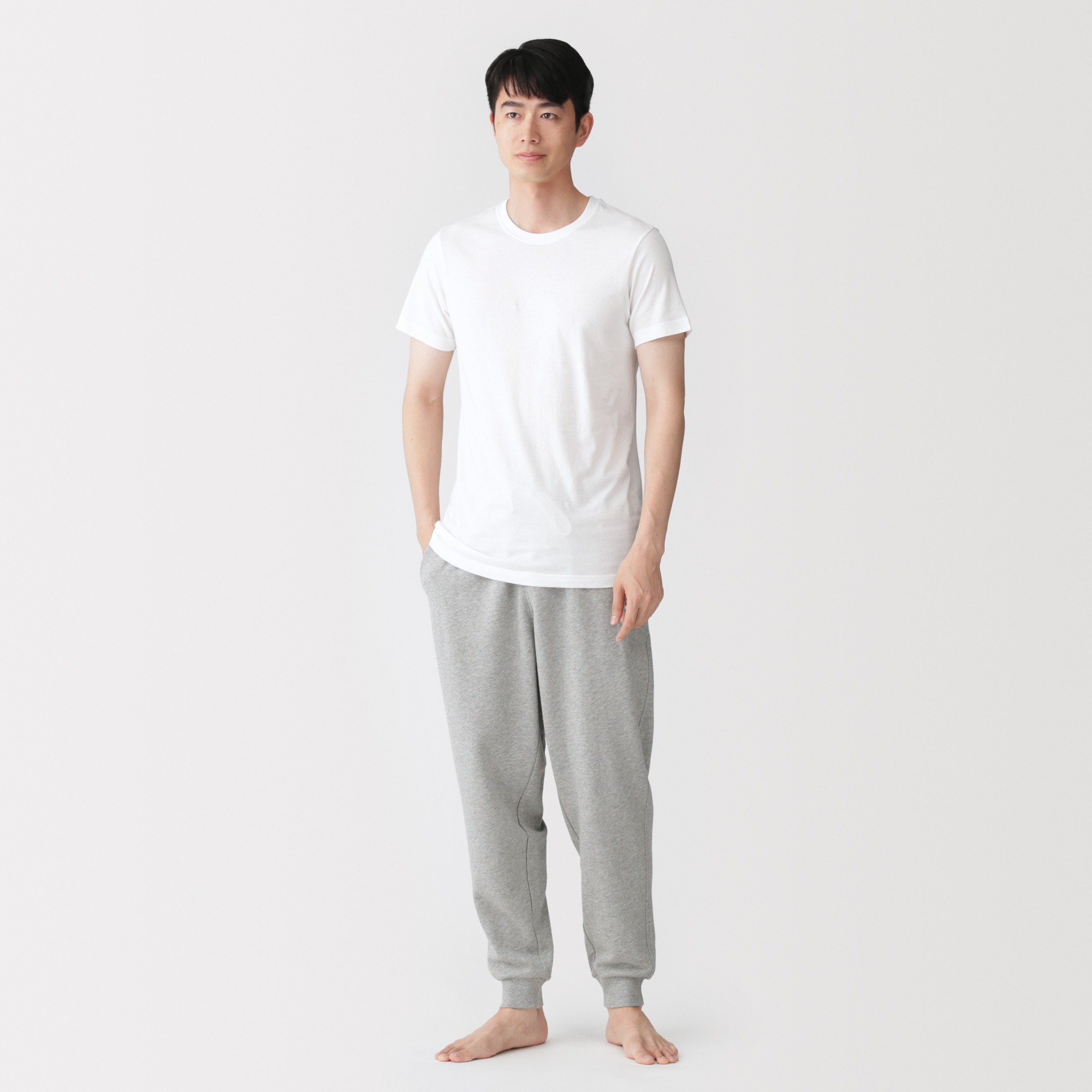 M's Side seamless cotton crew neck S/Slv T-shirt 2pcs