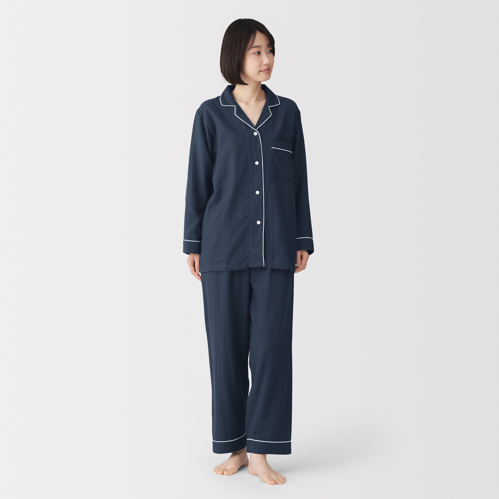 W's Side seamless Double gauze L/Slv pajamas