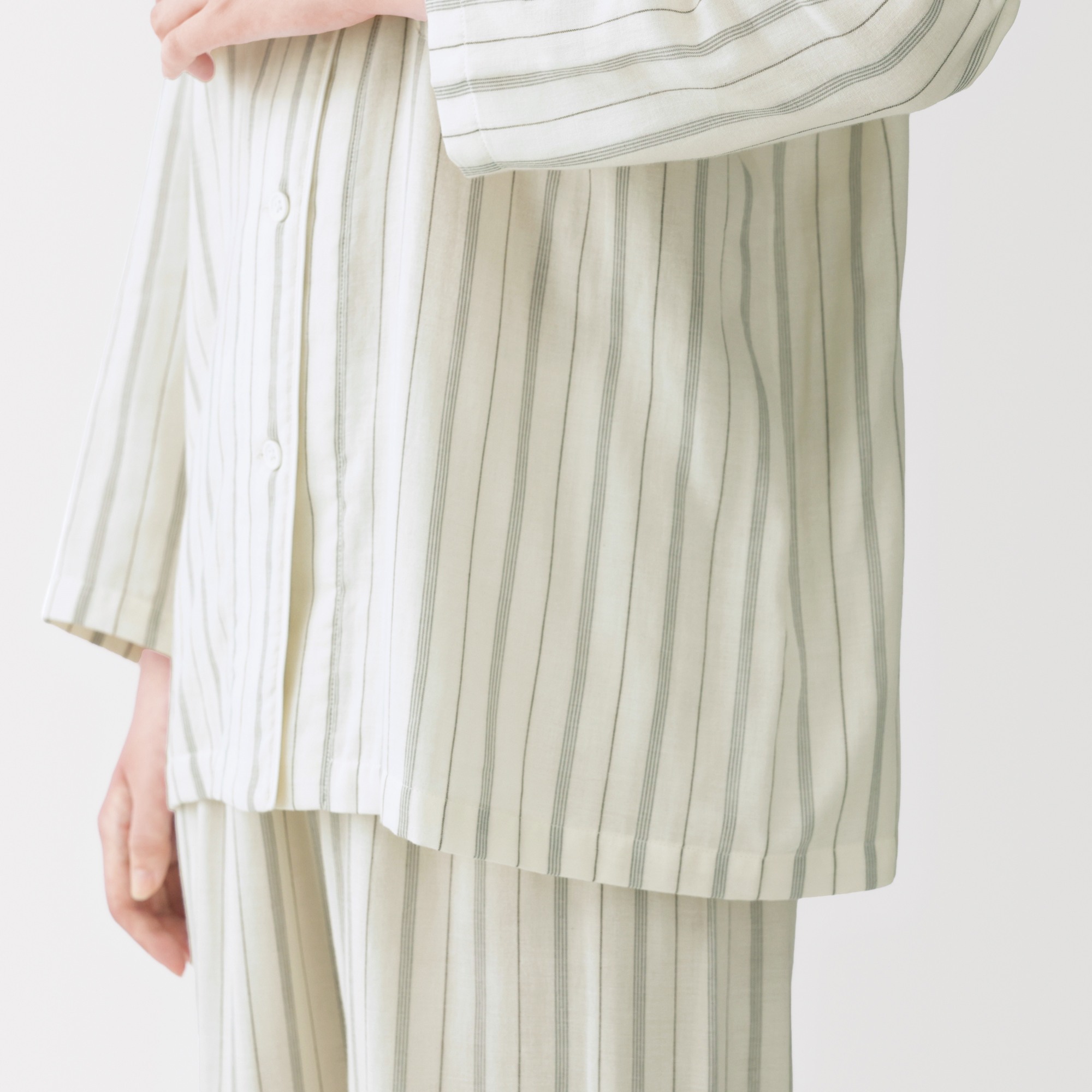 W's Side seamless Double gauze L/Slv pajamas
