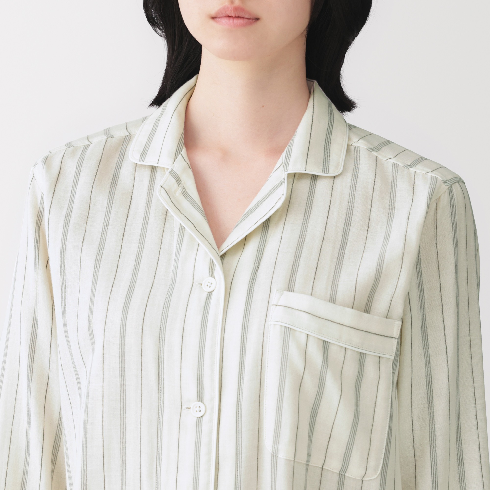 W's Side seamless Double gauze L/Slv pajamas