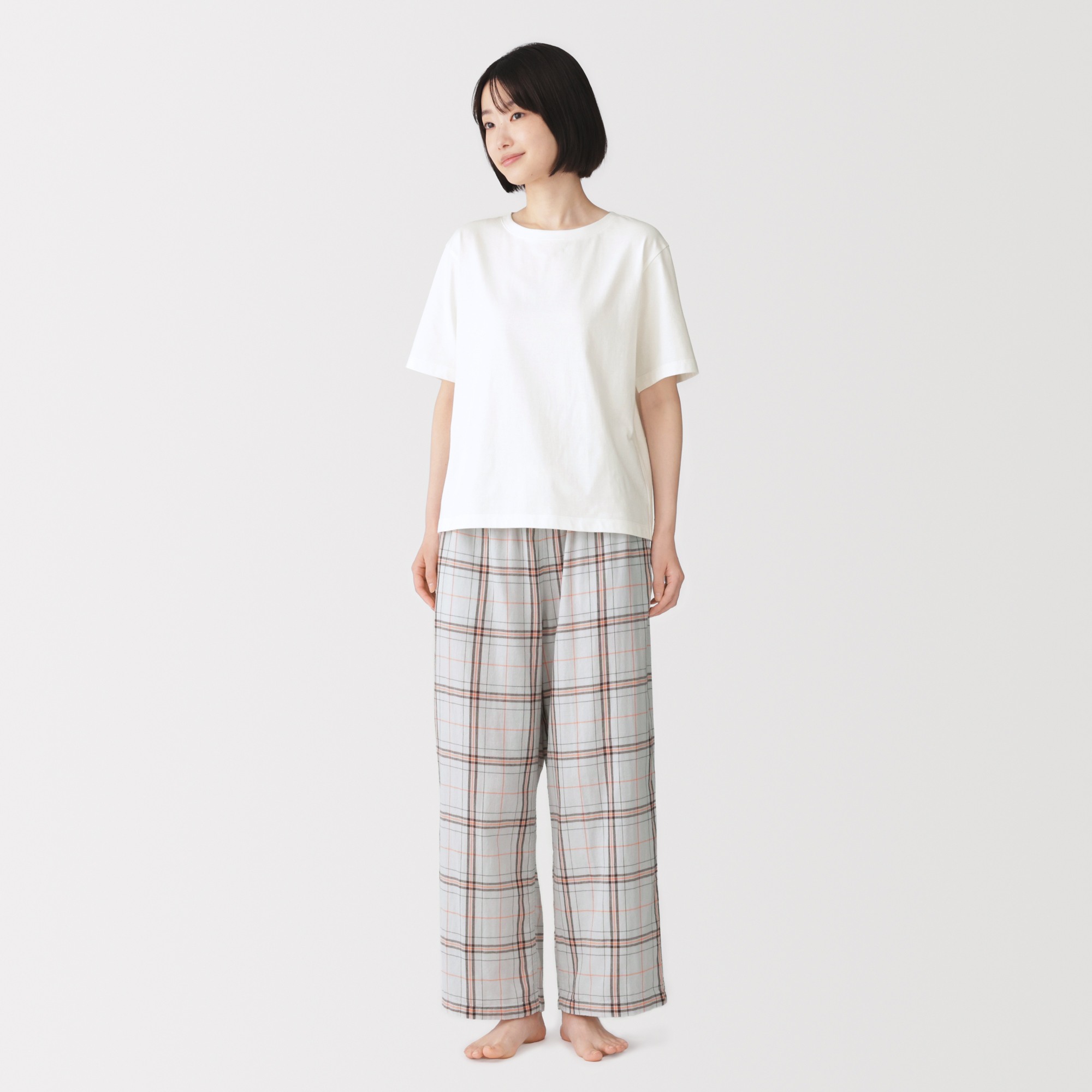 W's S/S tops with double gauze long pants(OS)