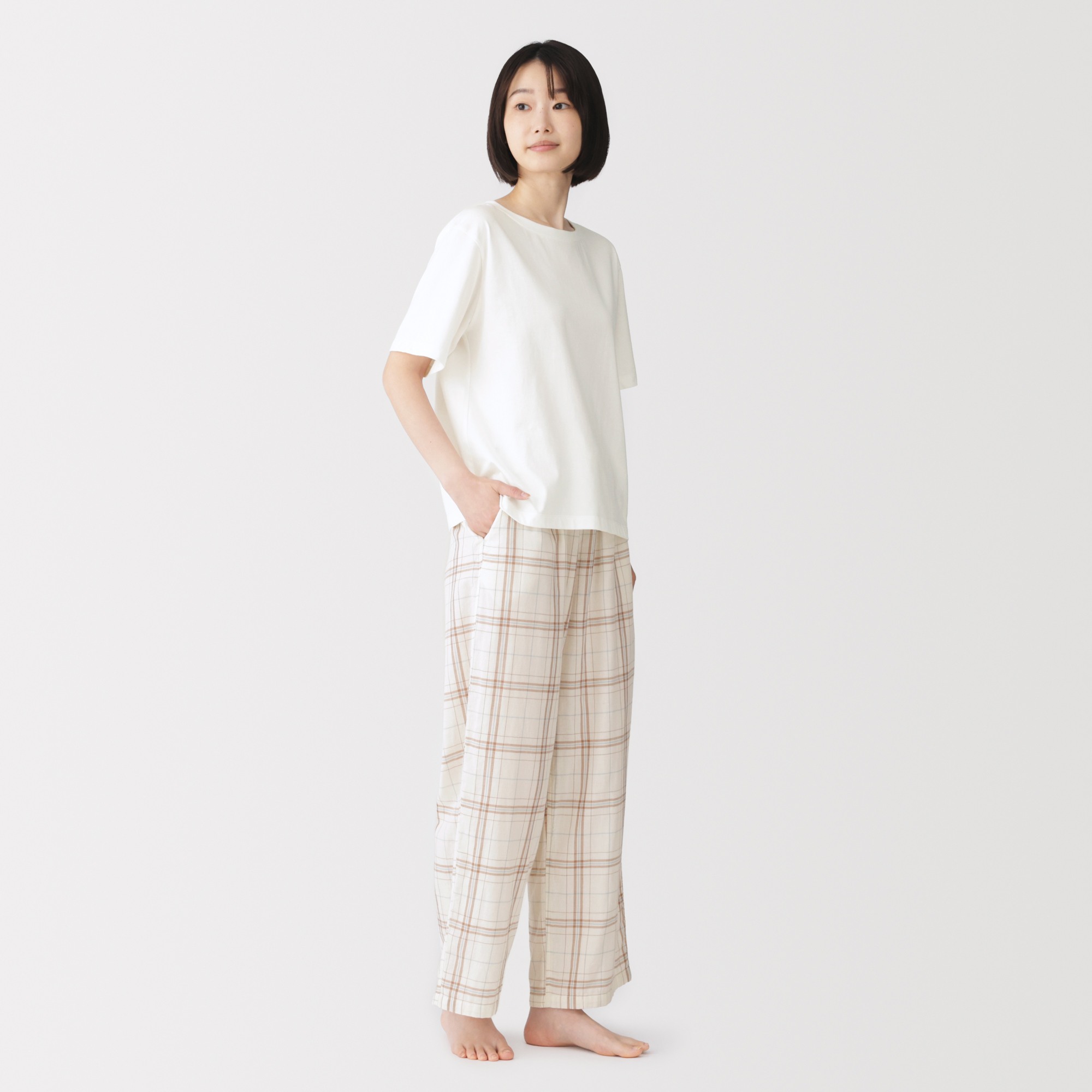 W's S/S tops with double gauze long pants(OS)