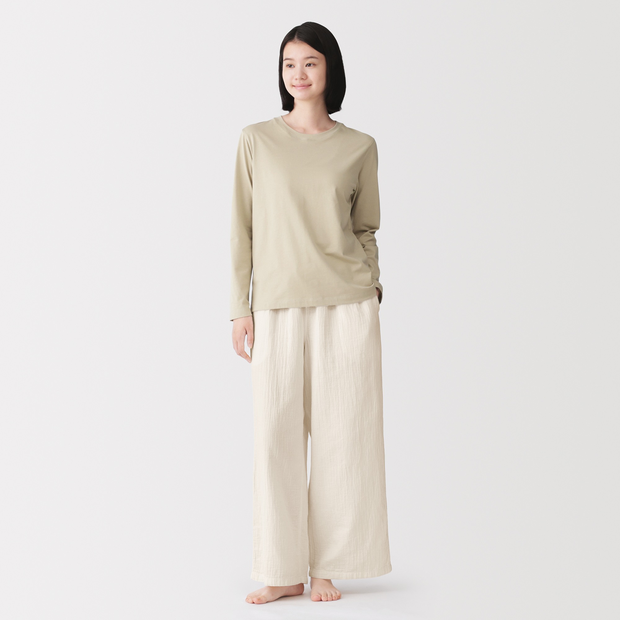 W's Fluffy crepe gauze long pants