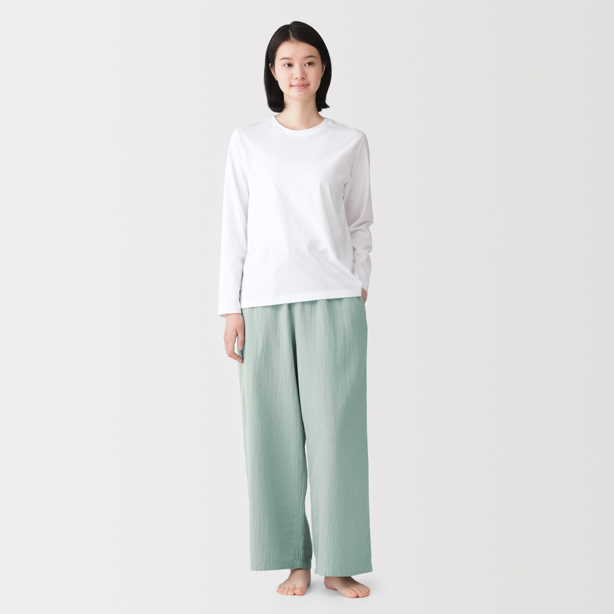 W's Fluffy crepe gauze long pants