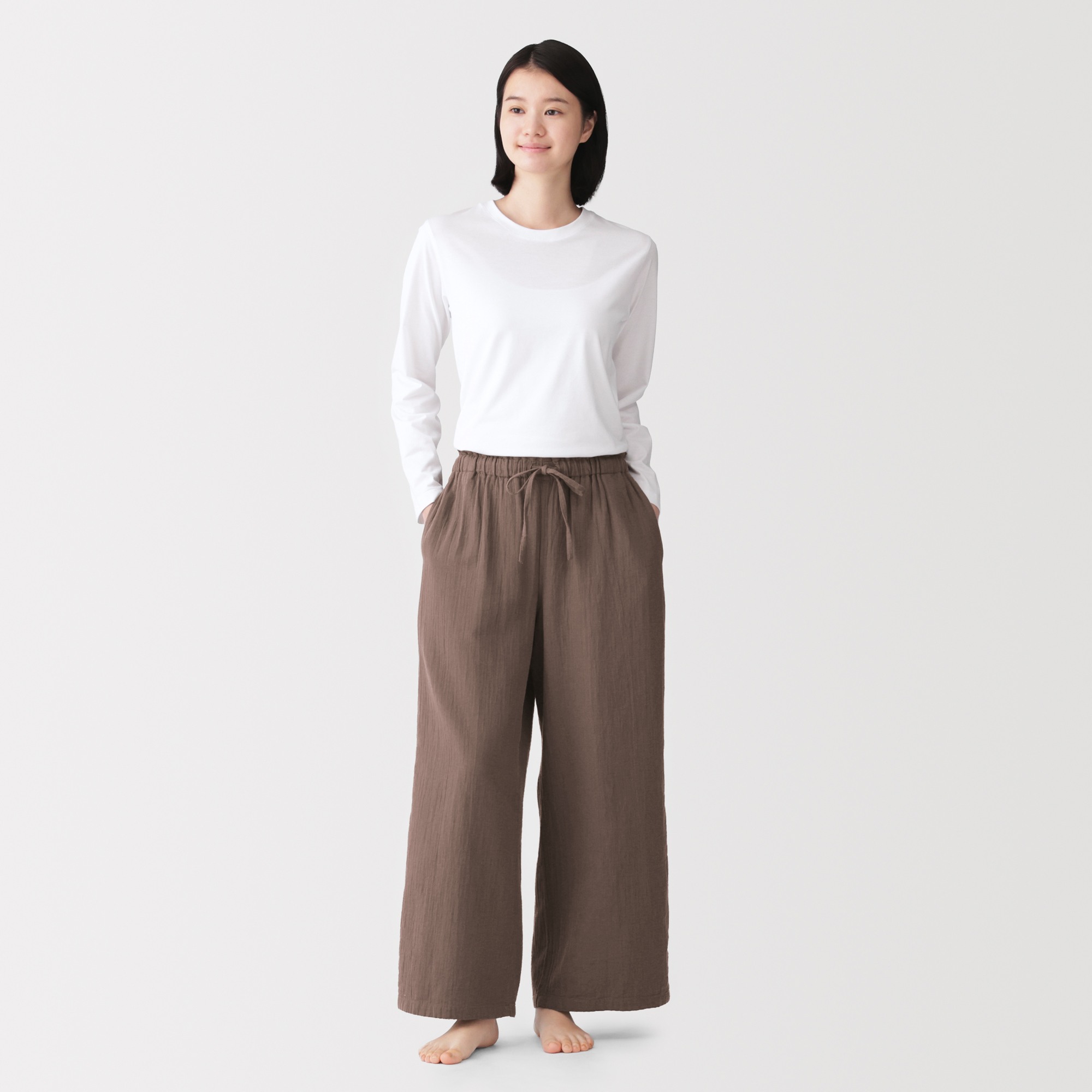W's Fluffy crepe gauze long pants