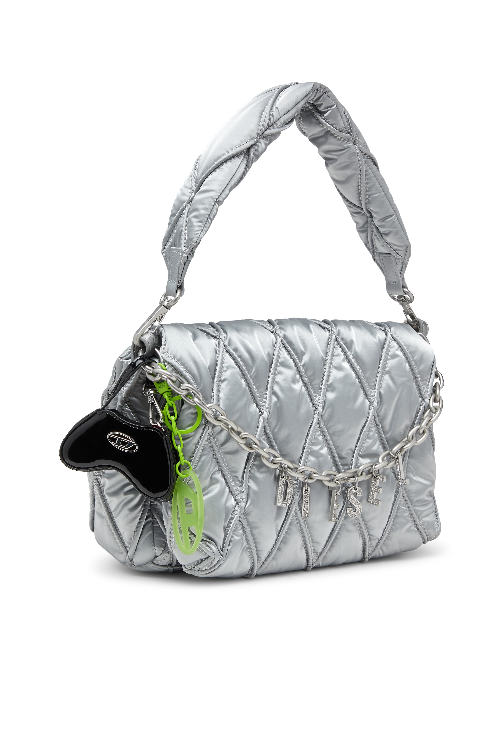 Black Glossy bag charm with mirror