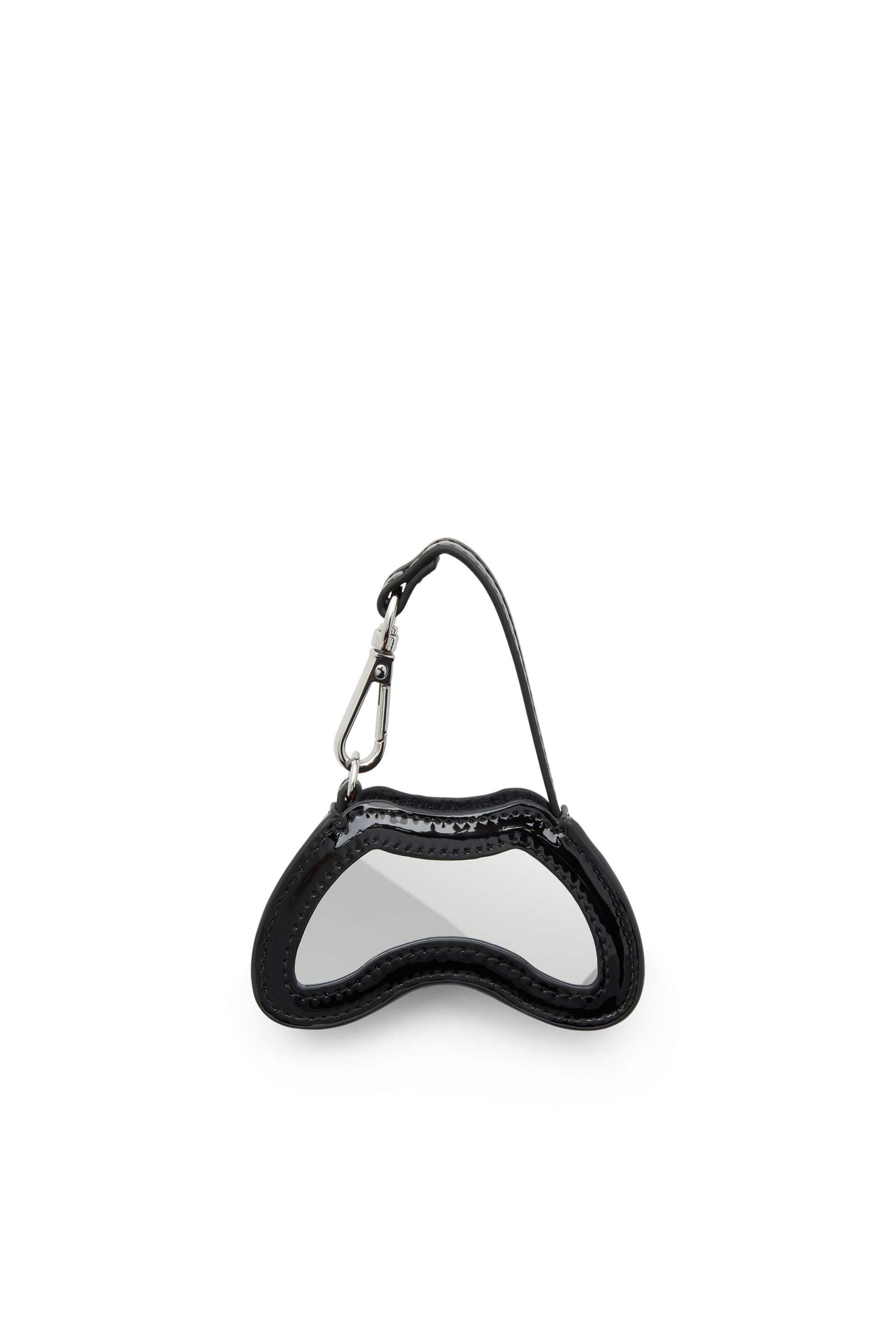 Black Glossy bag charm with mirror