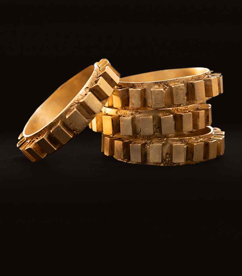 Metal brick bangle