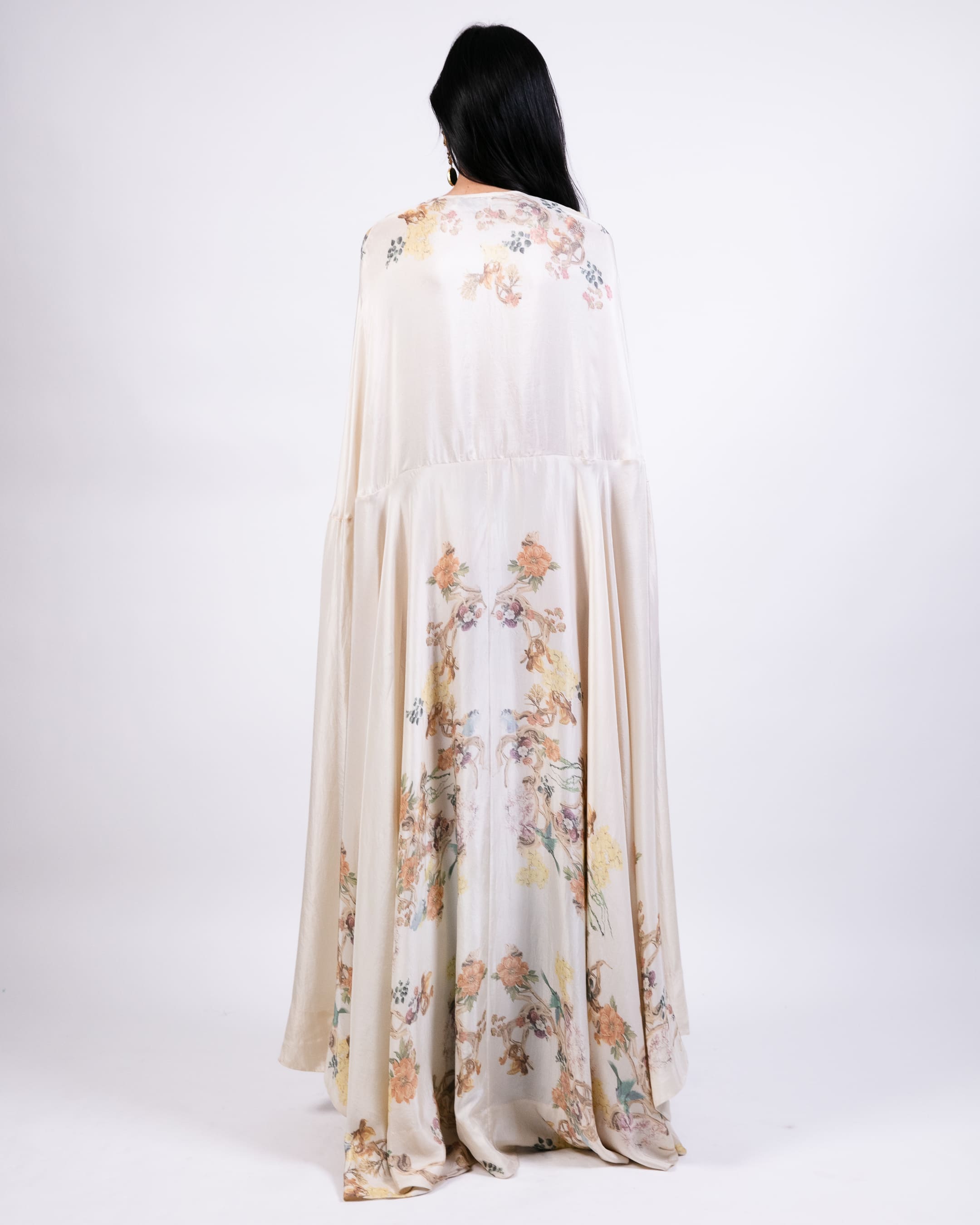 Printed Cape Dress with Lycra Pants