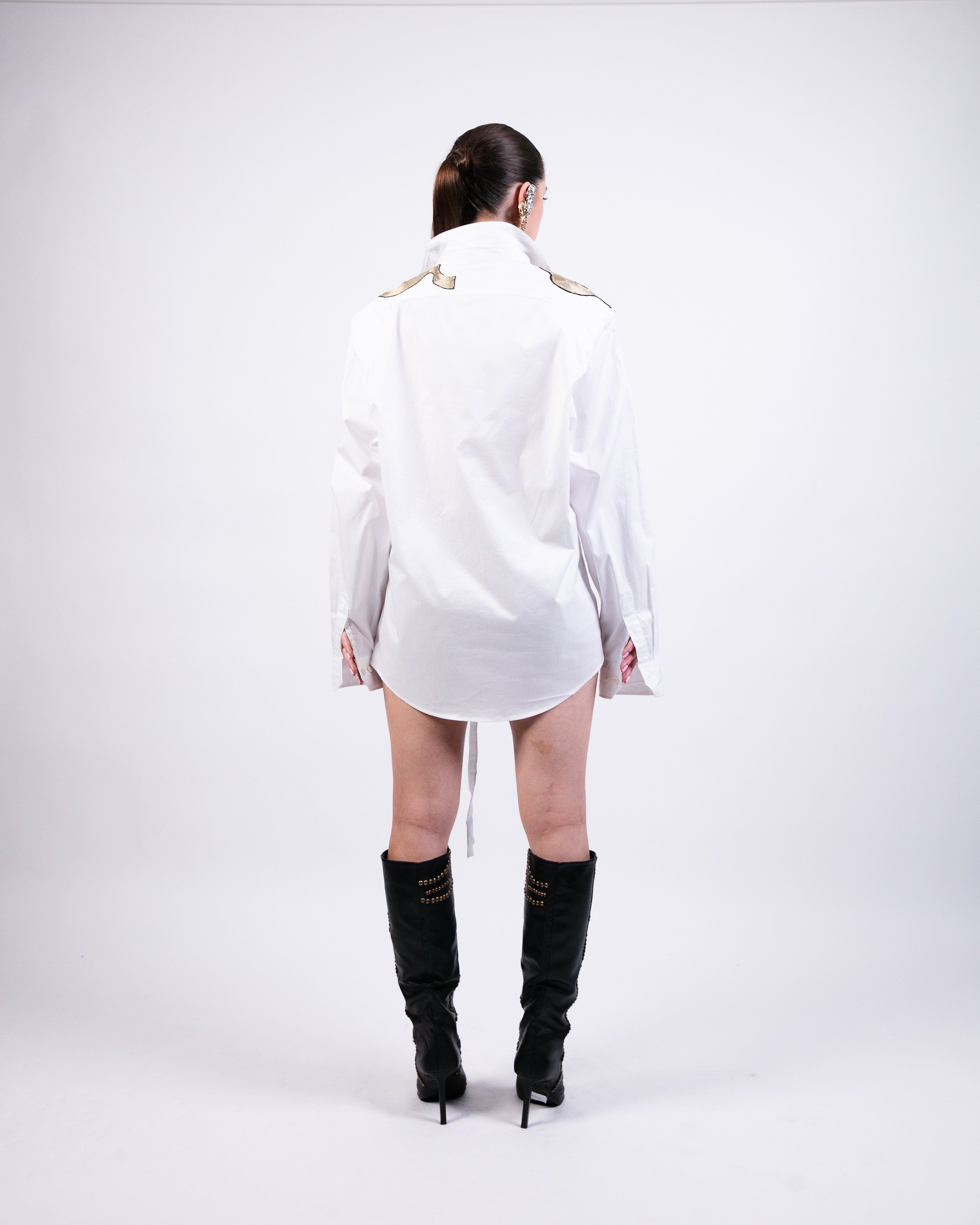 Shirt Dress with Highlighted Shoulder