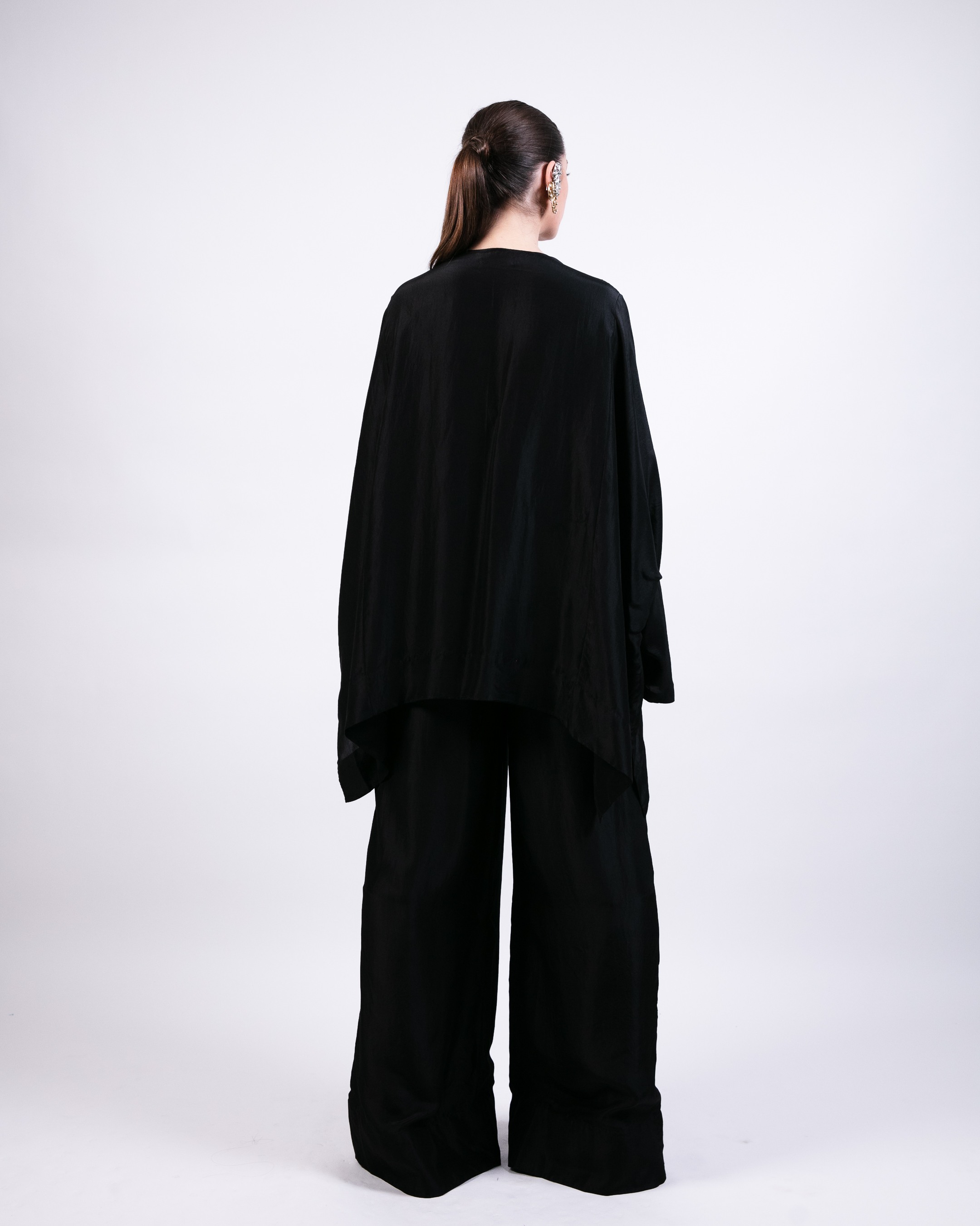 Short boxy kurta with black flared pants