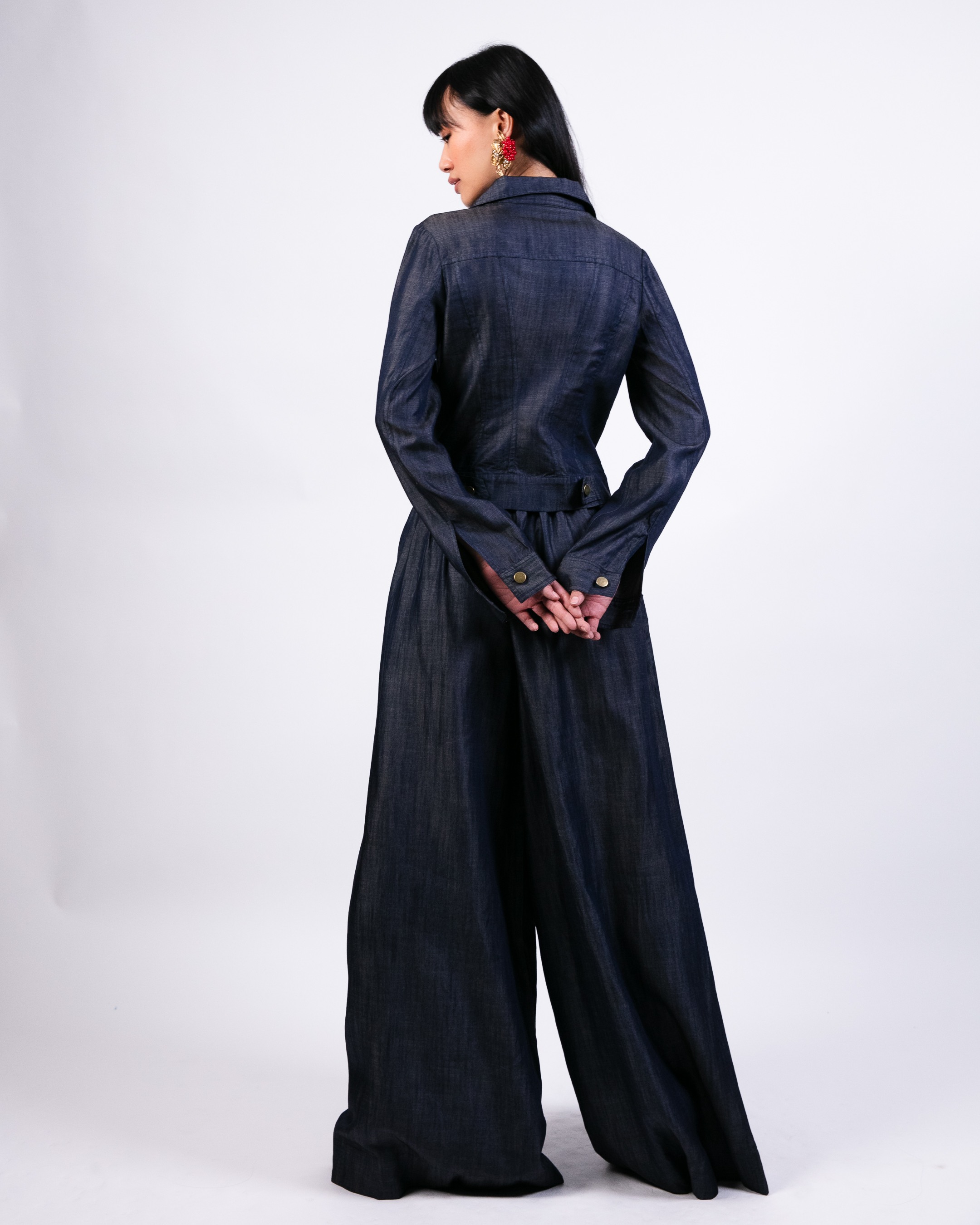 Embroidered jacket with flared pants
