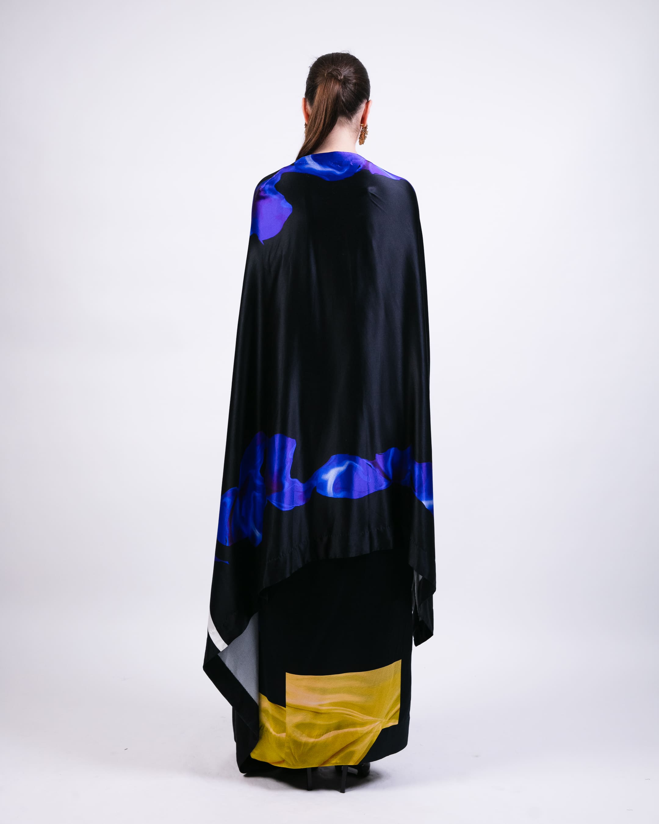 Printed Cape with Printed Wrap Skirt