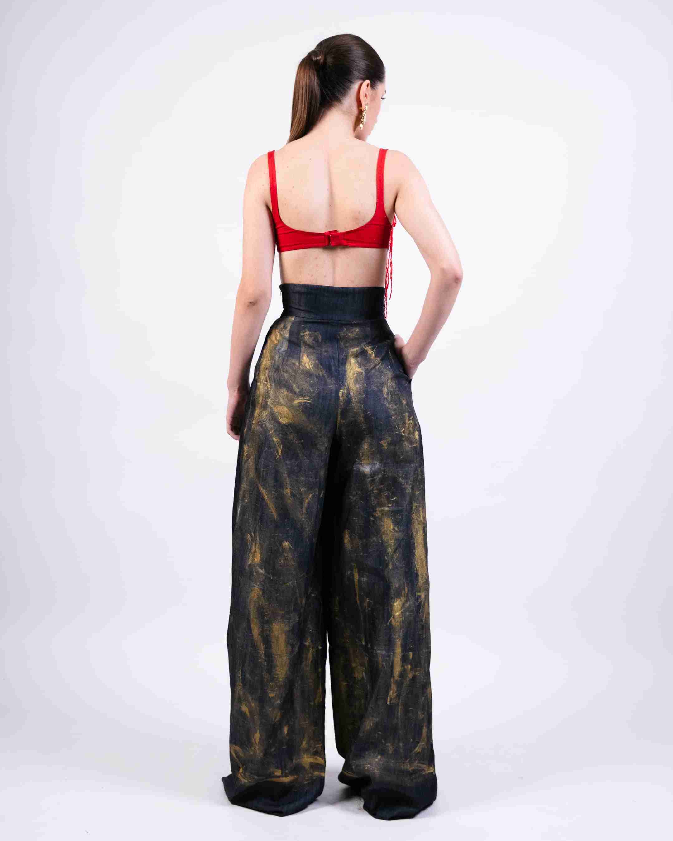 Denim Pants with Embroidery Highlight