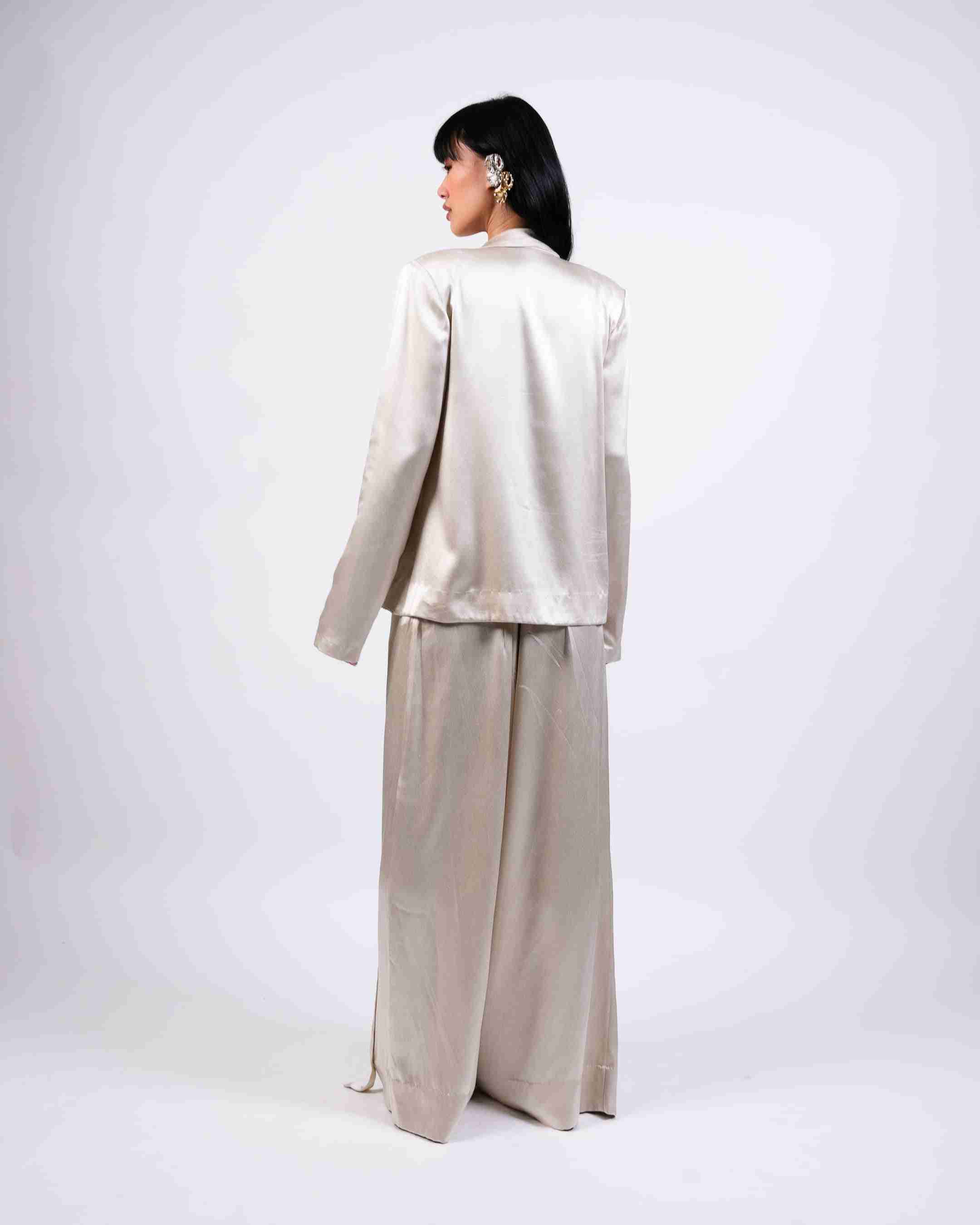 Coin Embroidered Blazer with Pants & Lycra Crop Top
