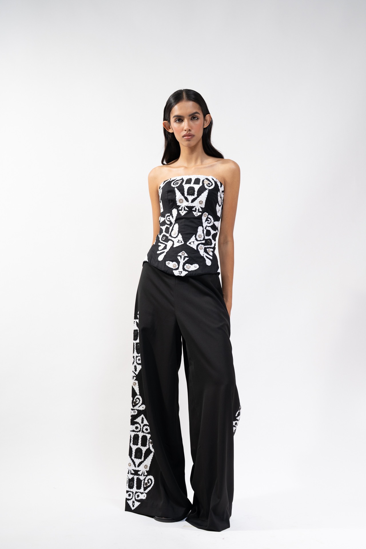 Corset with Cotton Appliqué Trouser