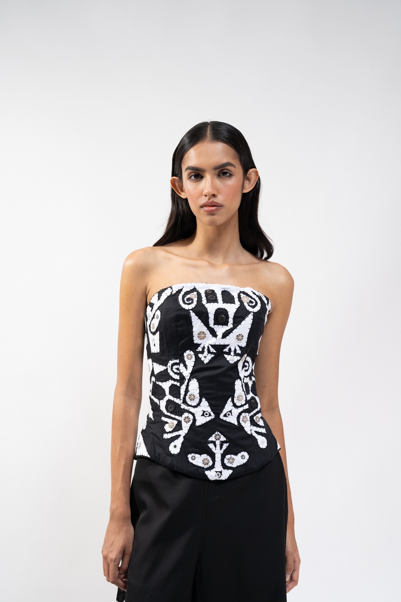 Corset with Cotton Appliqué Trouser