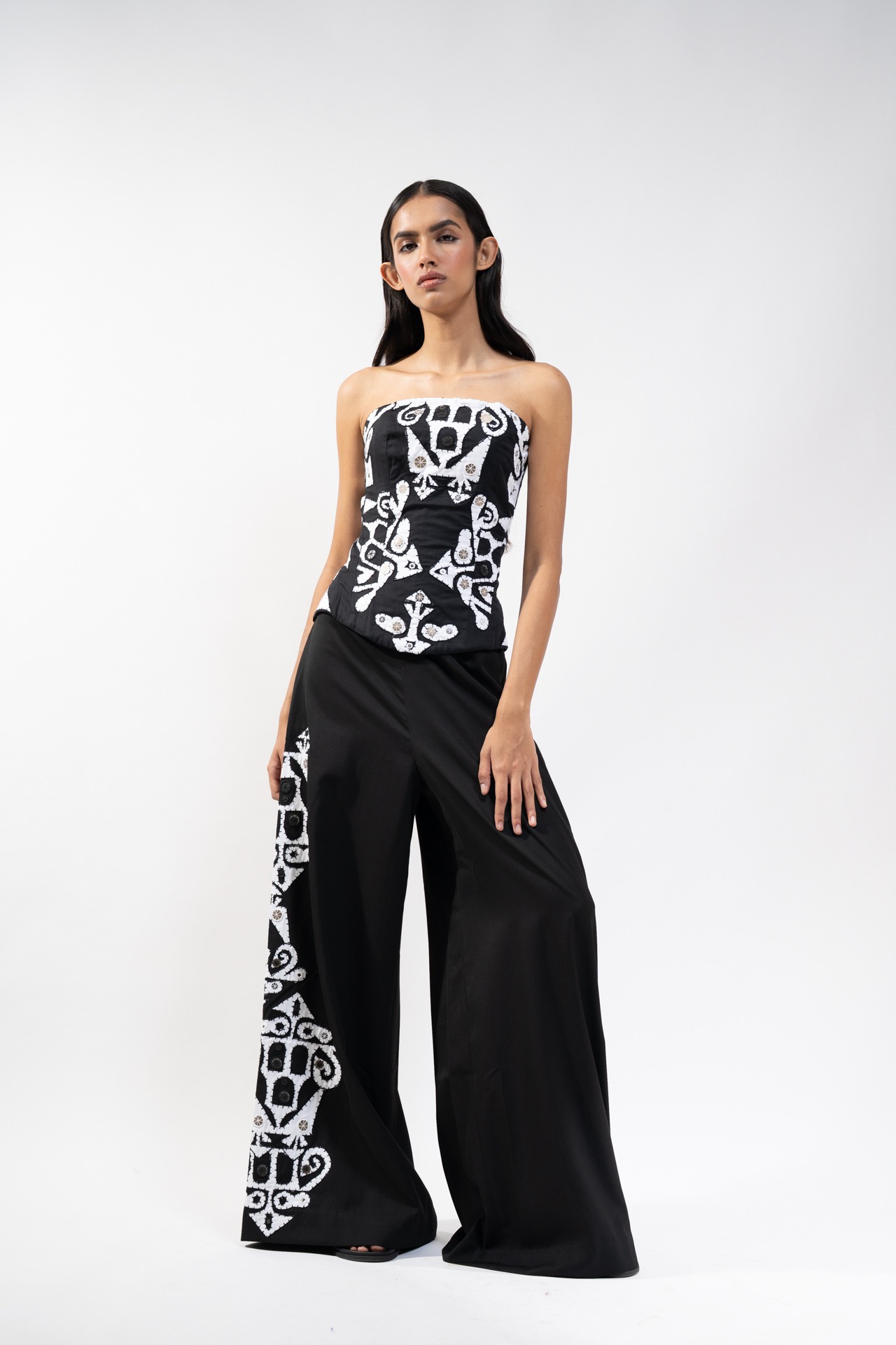 Corset with Cotton Appliqué Trouser