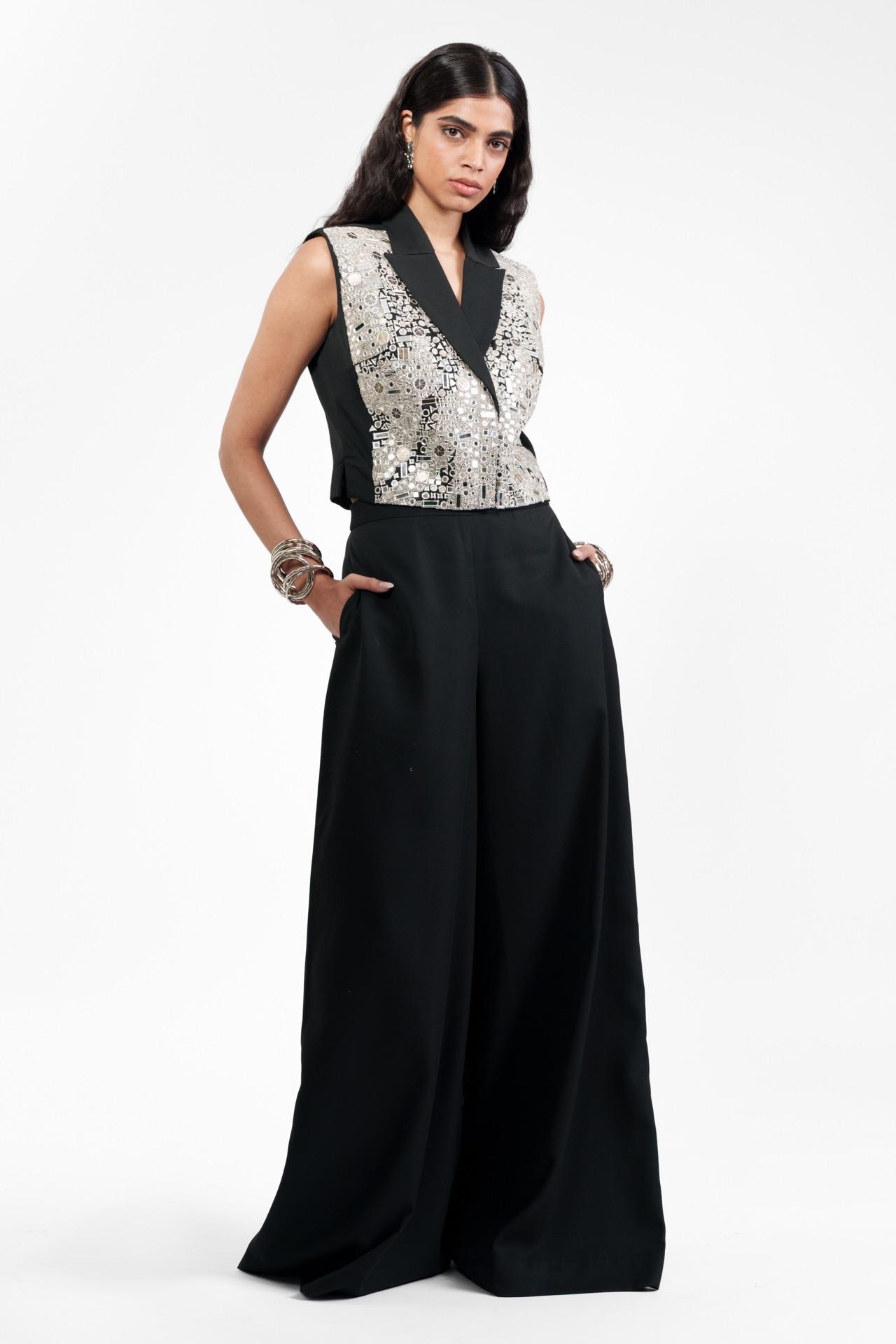 Mirrorwork Waistcoat with Flared Trousers