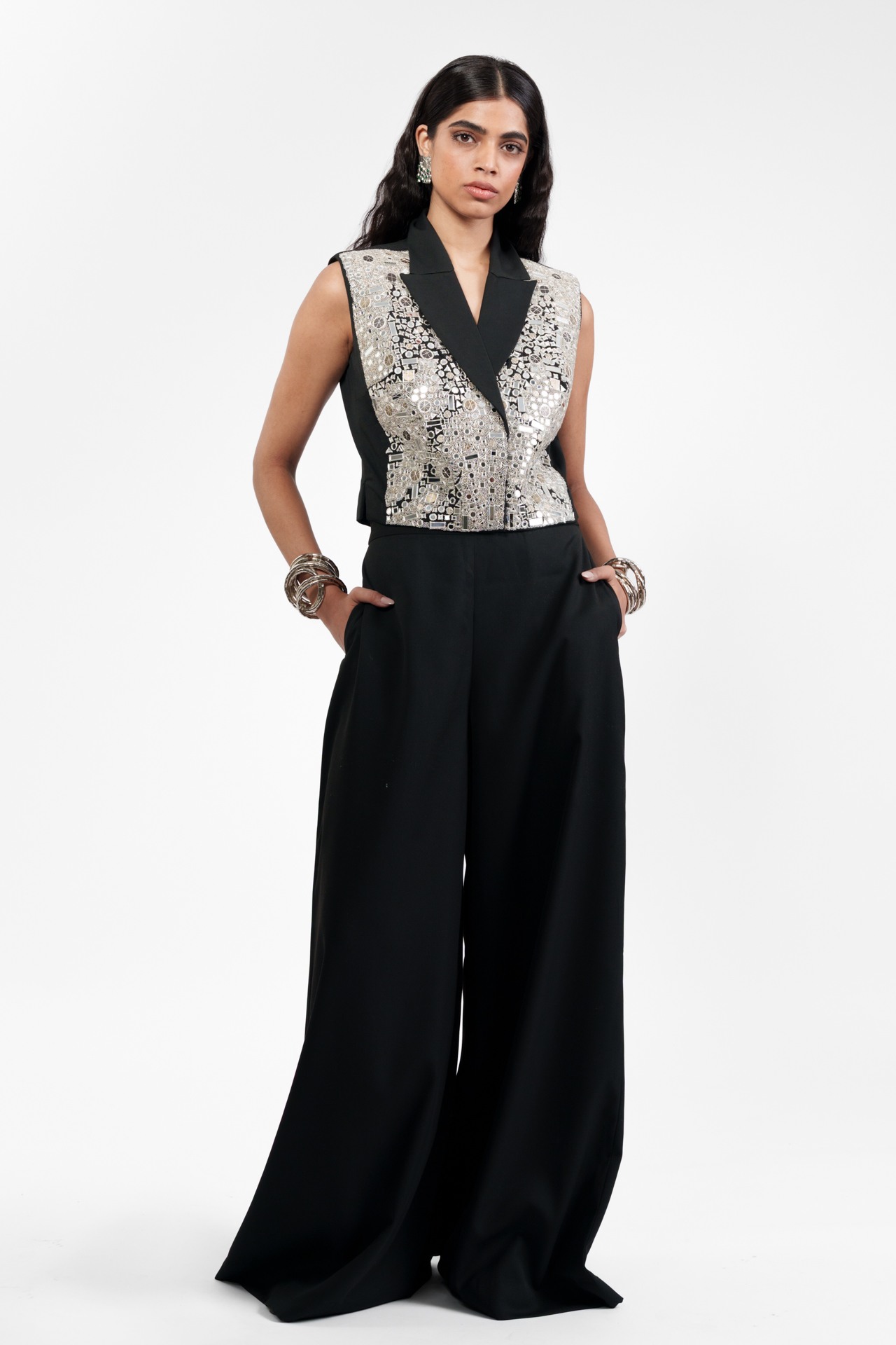 Mirrorwork Waistcoat with Flared Trousers