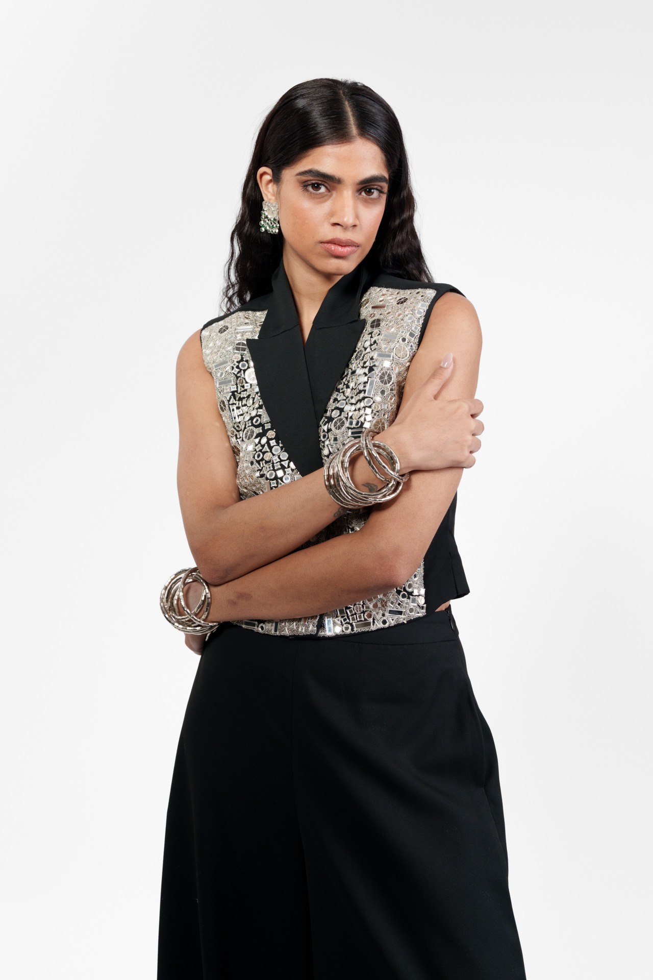 Mirrorwork Waistcoat with Flared Trousers