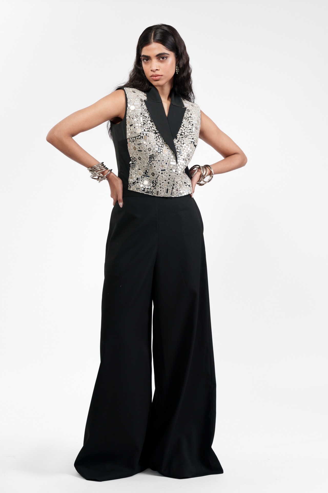 Mirrorwork Waistcoat with Flared Trousers