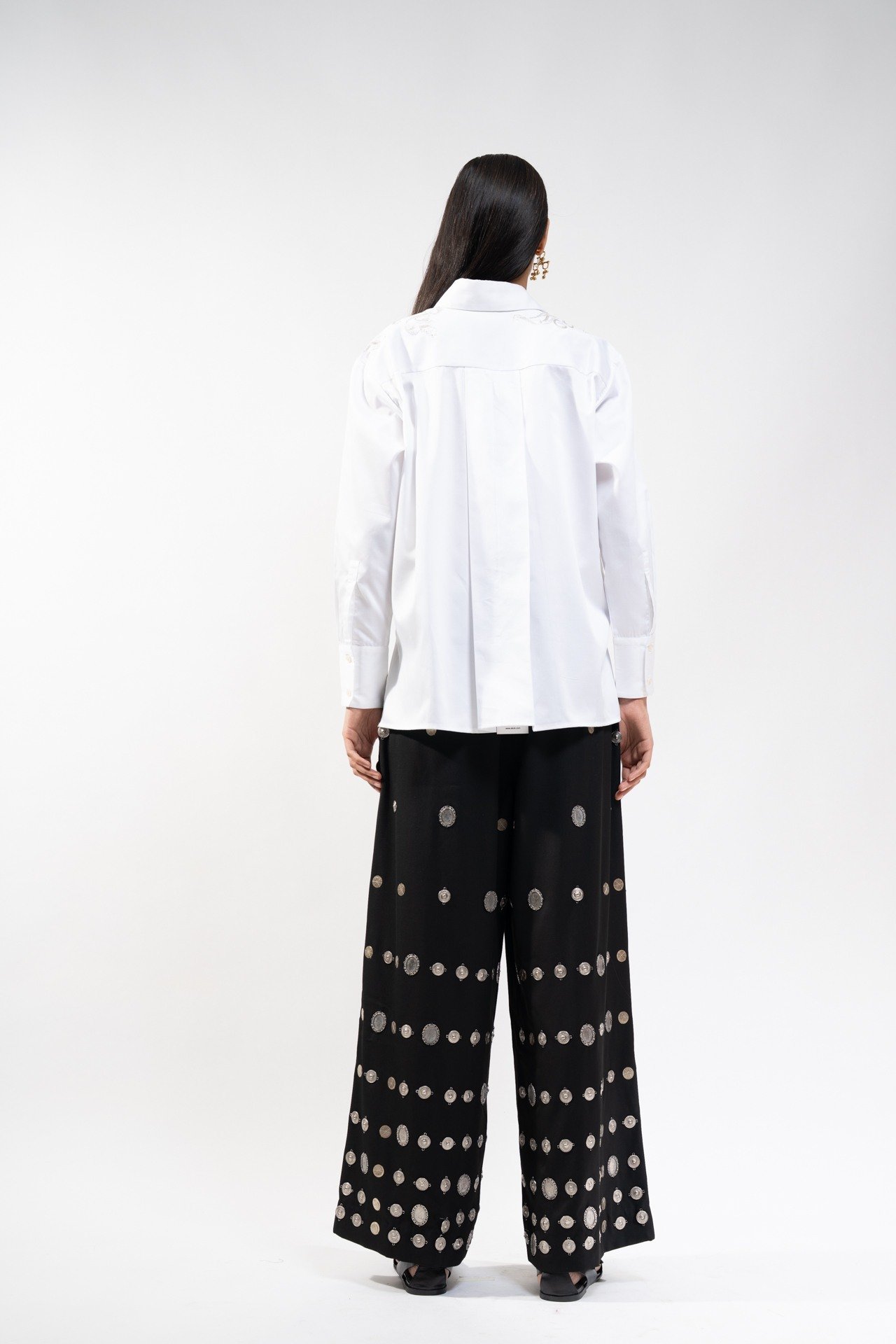 Mirrorwork Stright Skirt with Hanging Straps