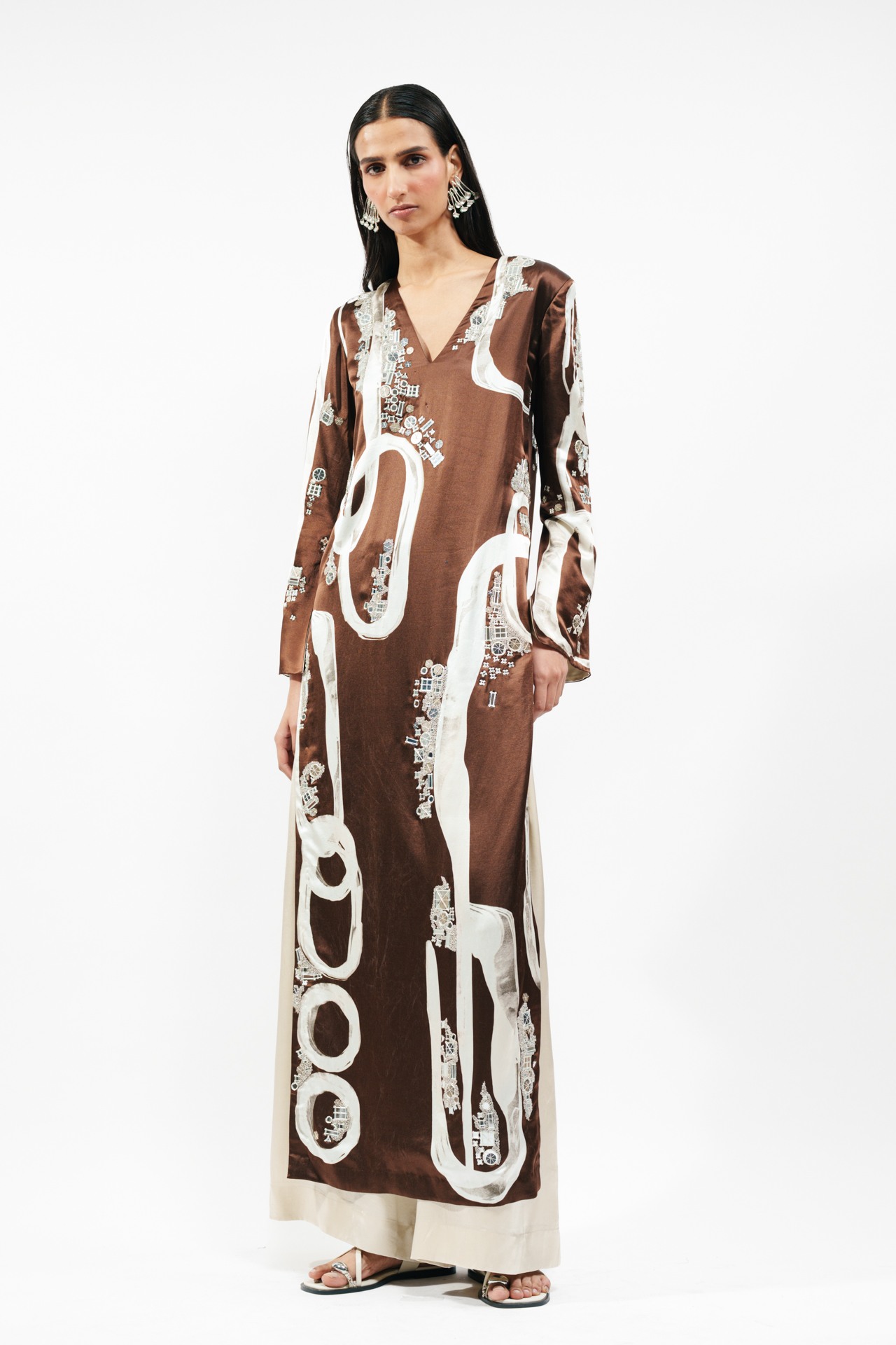 Abstract Print Kurta and Flared Trouser