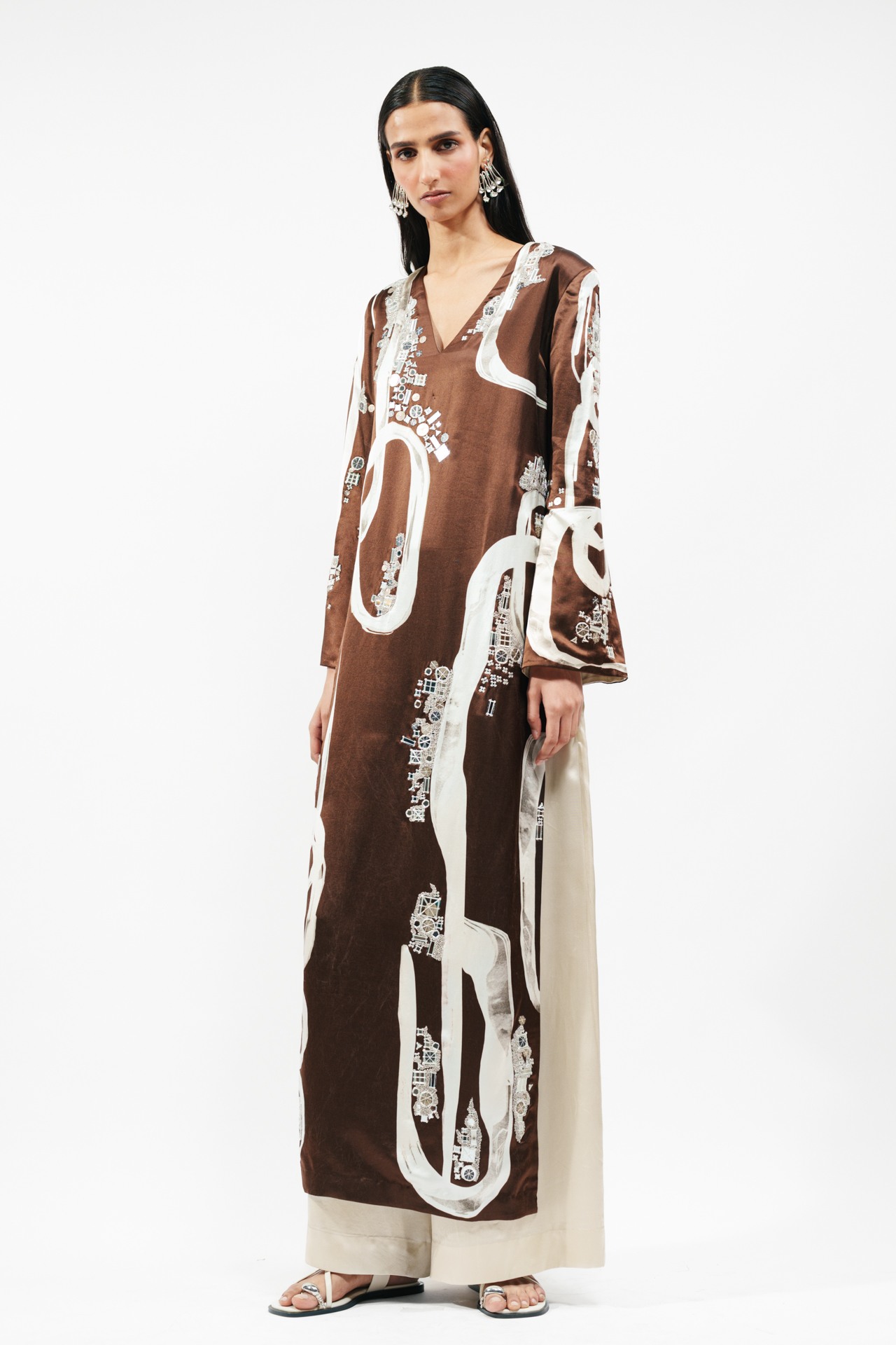 Abstract Print Kurta and Flared Trouser