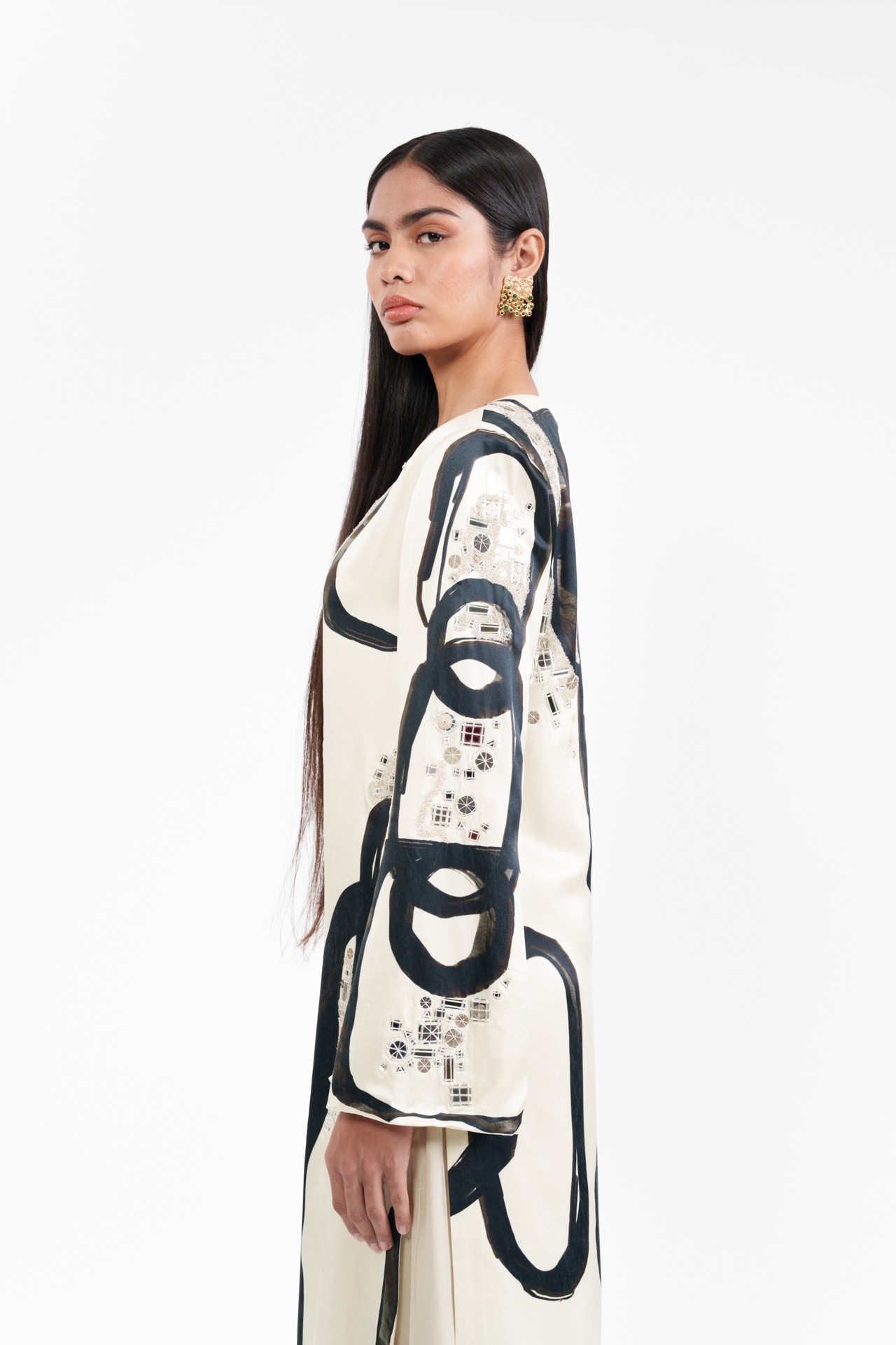 Abstract Print Kurta and Flared Trouser