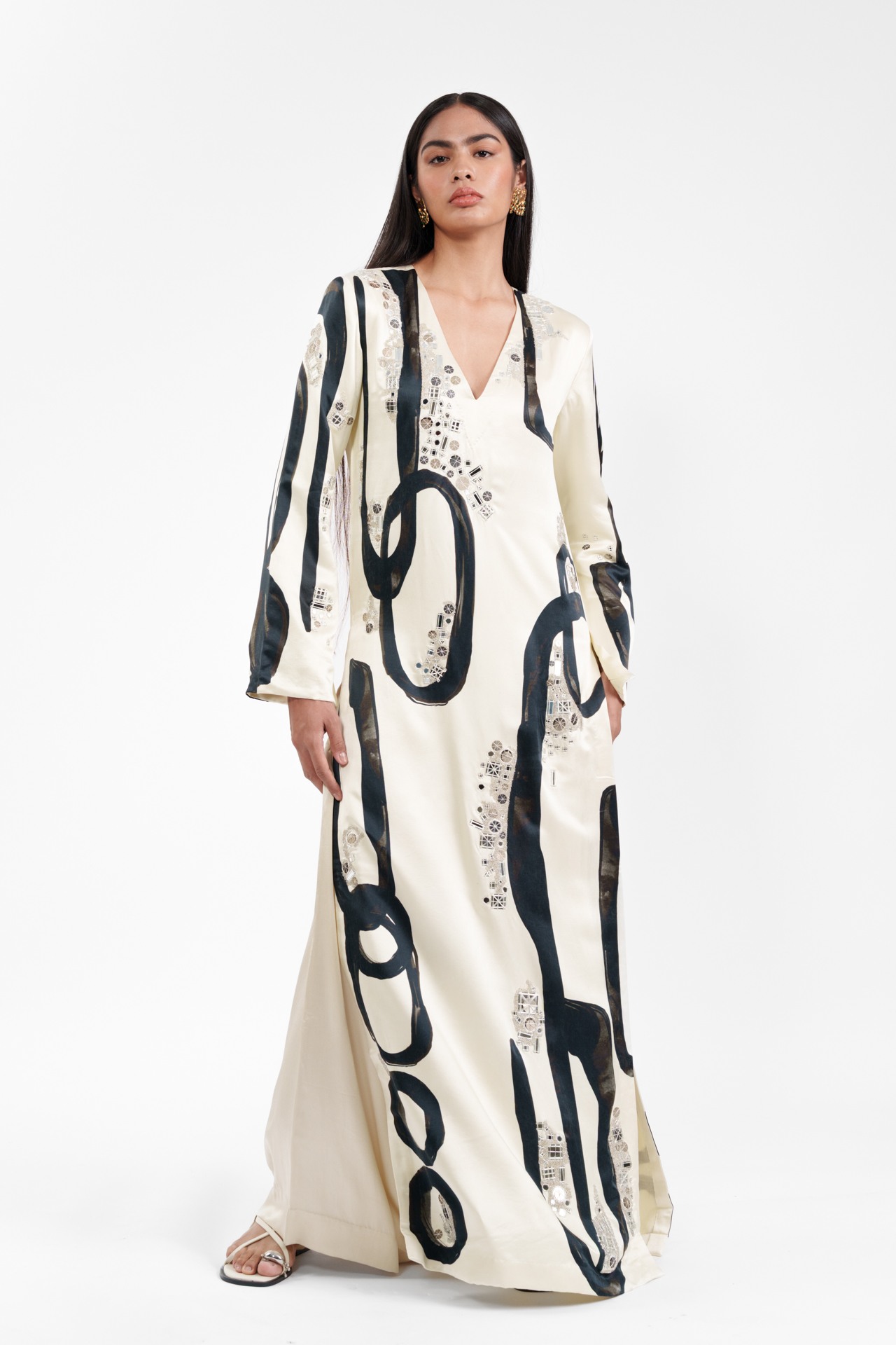 Abstract Print Kurta and Flared Trouser