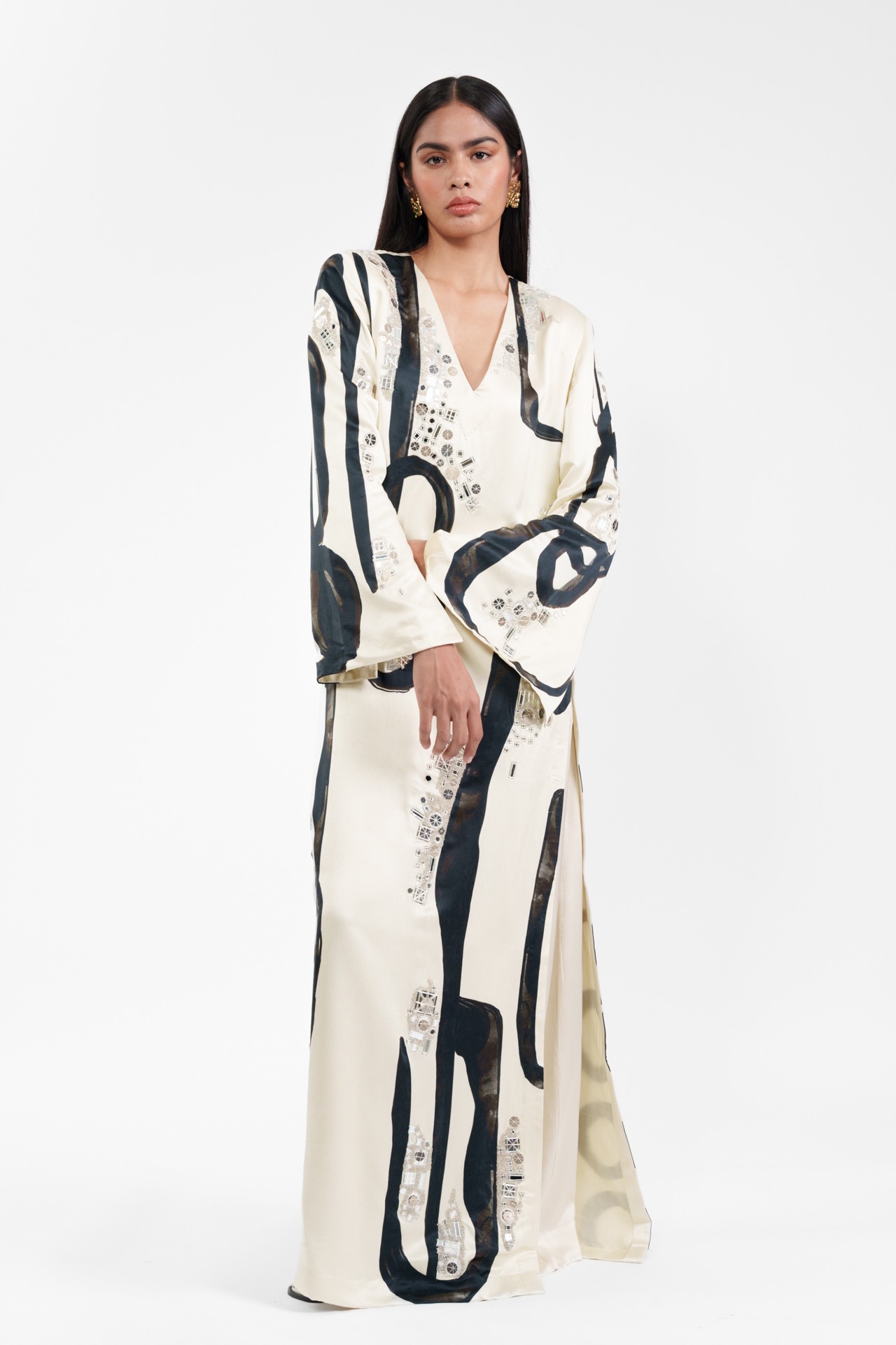 Abstract Print Kurta and Flared Trouser
