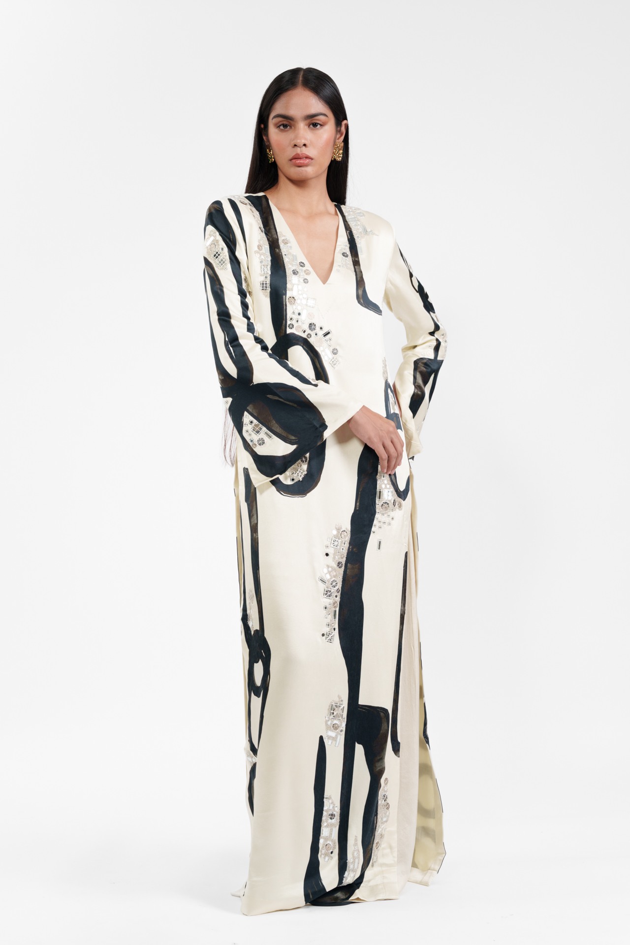 Abstract Print Kurta and Flared Trouser