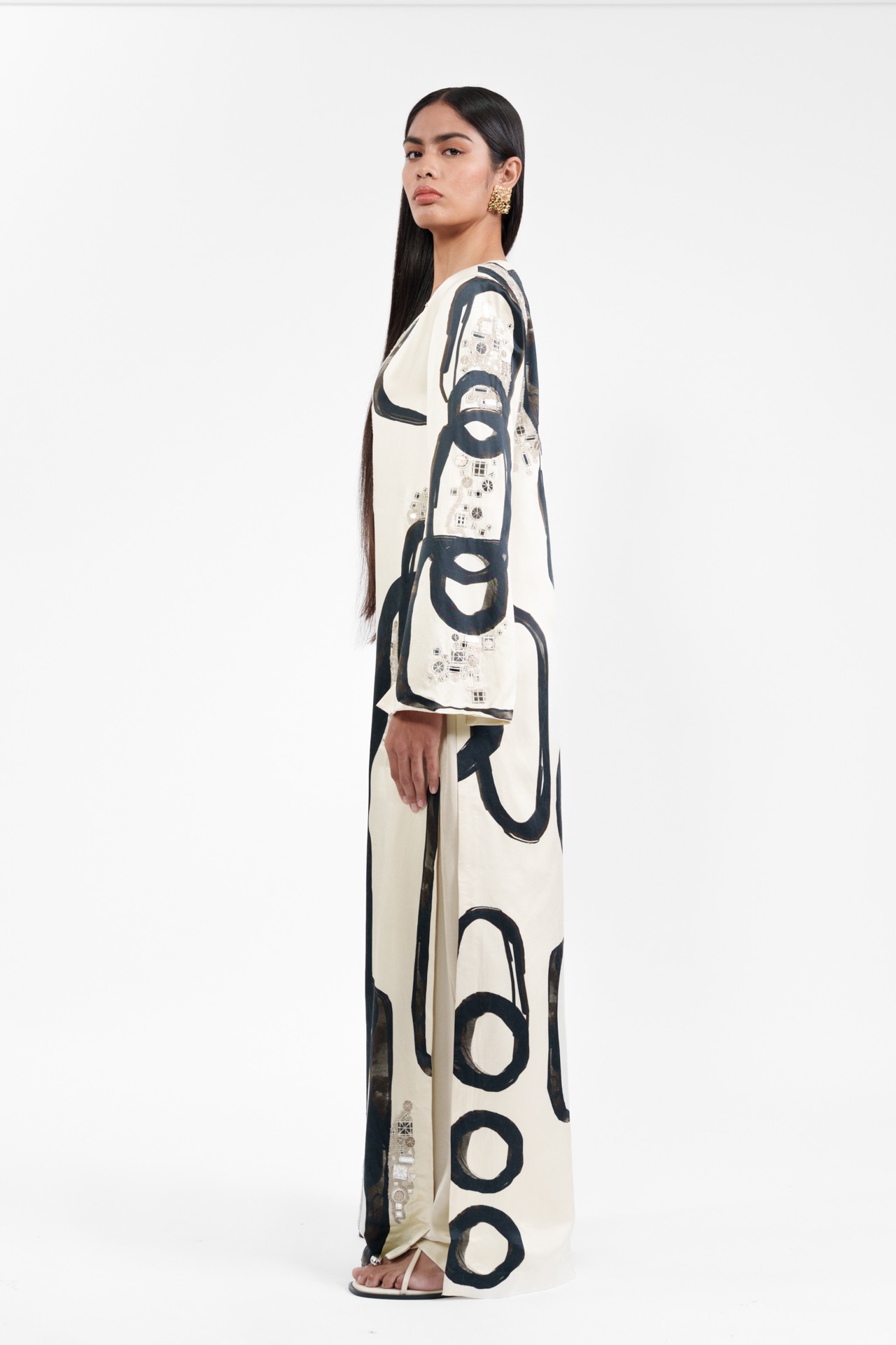 Abstract Print Kurta and Flared Trouser