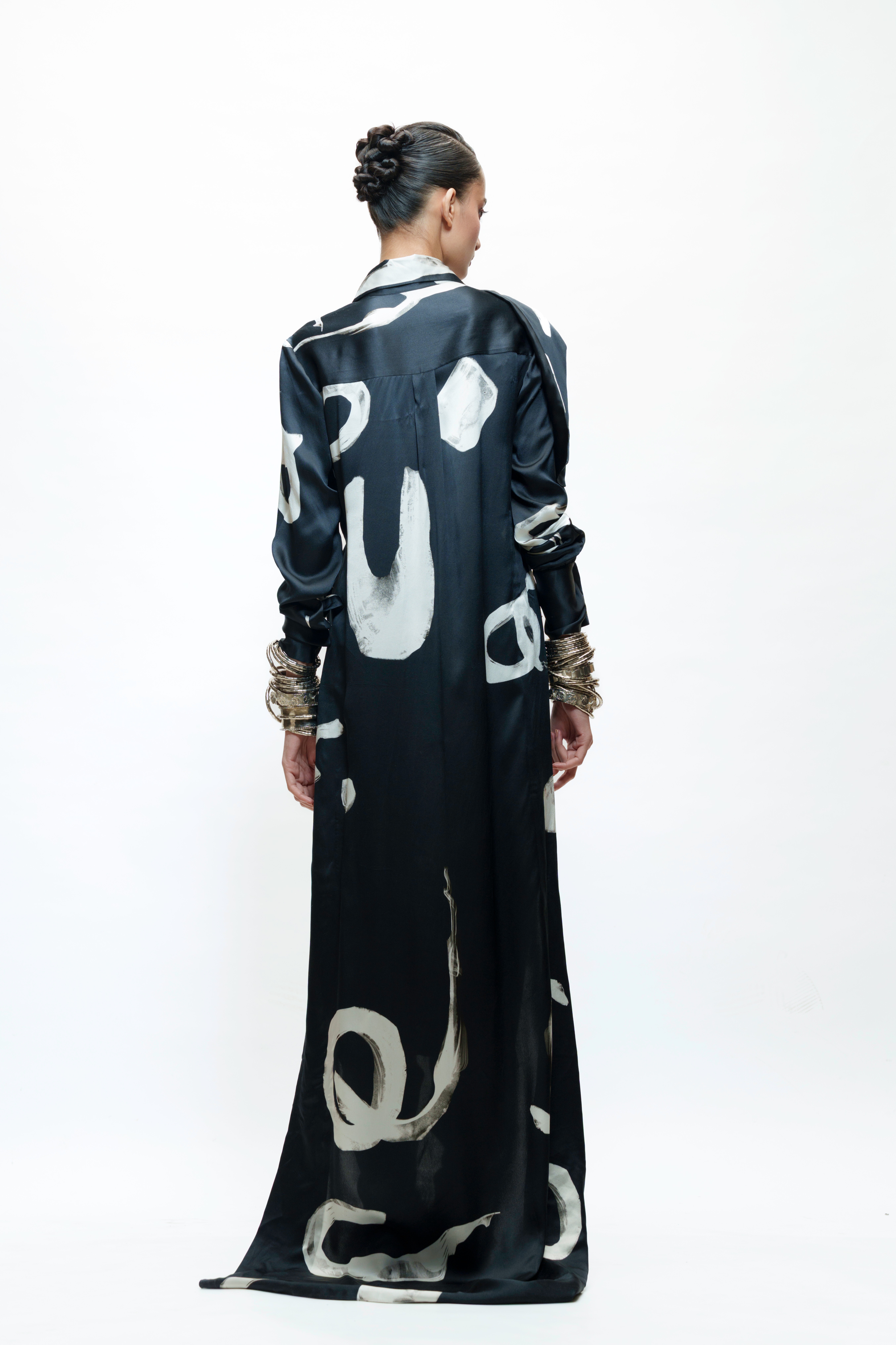 Silk Abstract Shirt with Dhoti Pants