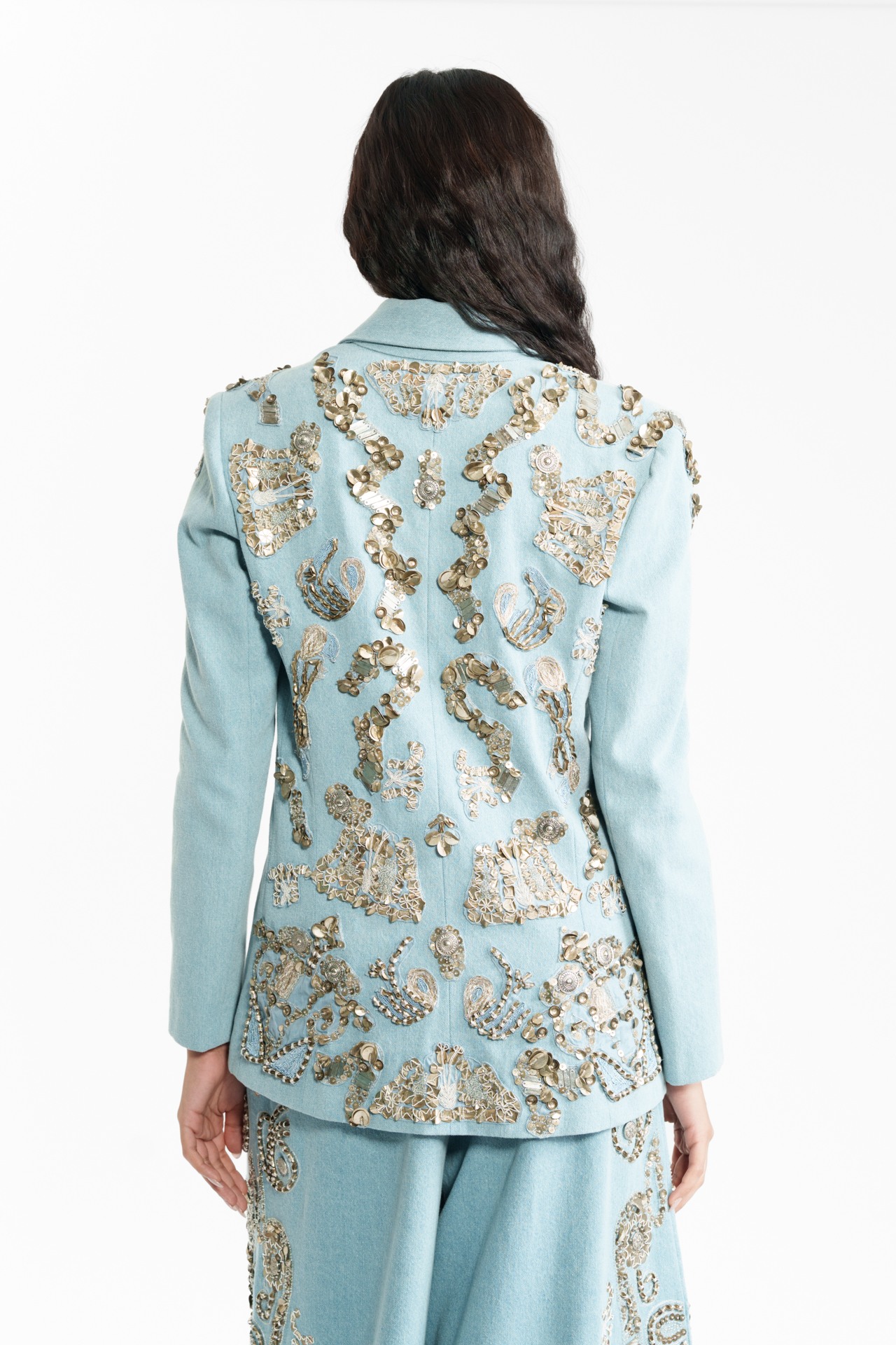 Embroidered Denim Blazer