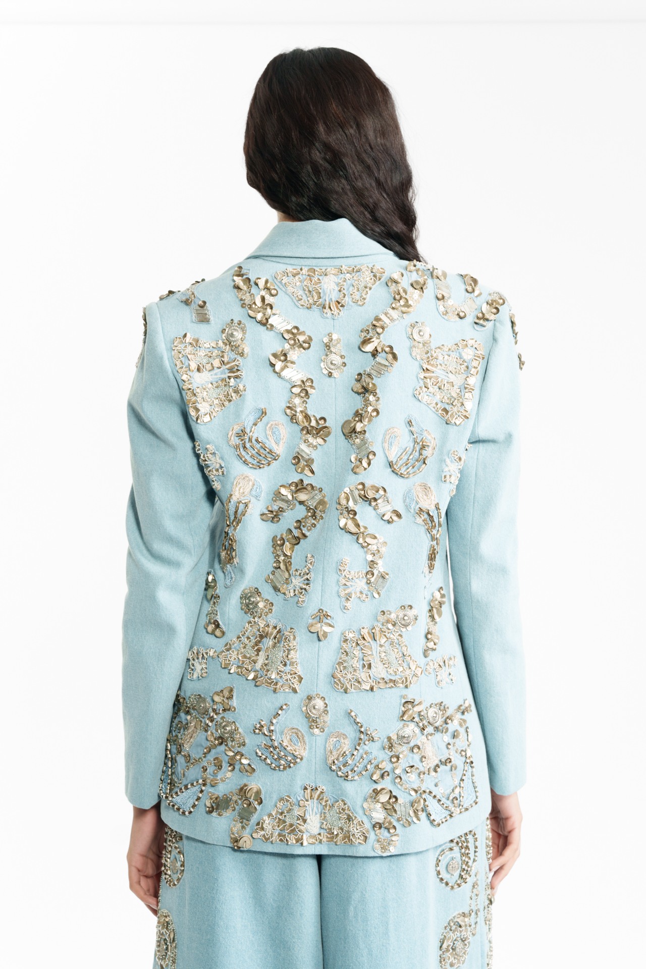 Embroidered Denim Blazer